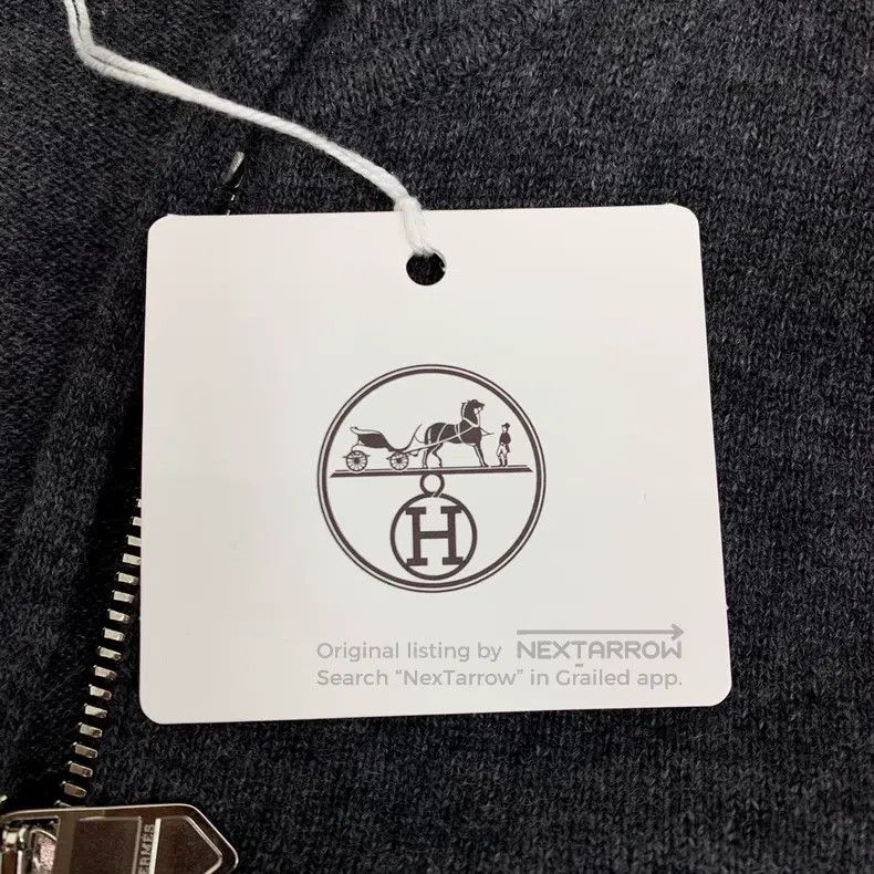 Hermes Hermes Dark Gray Cashmere Hooded Drawstring Zip-Up Long Sl Size US S / EU 44-46 / 1 - 7 Thumbnail