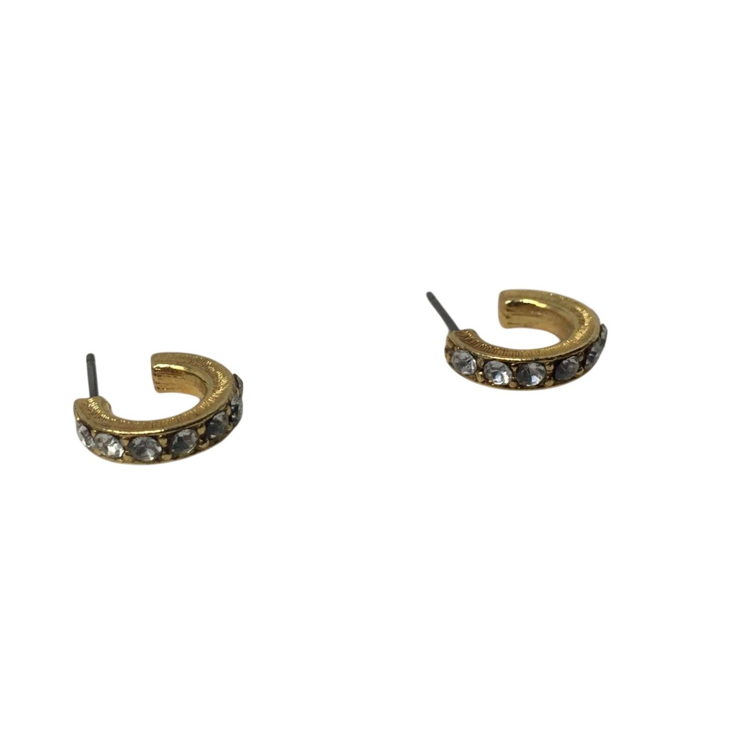 Other Women's Small Gold Tone Hoop Earrings with Rhinestones on th Size ONE SIZE - 2 Thumbnail