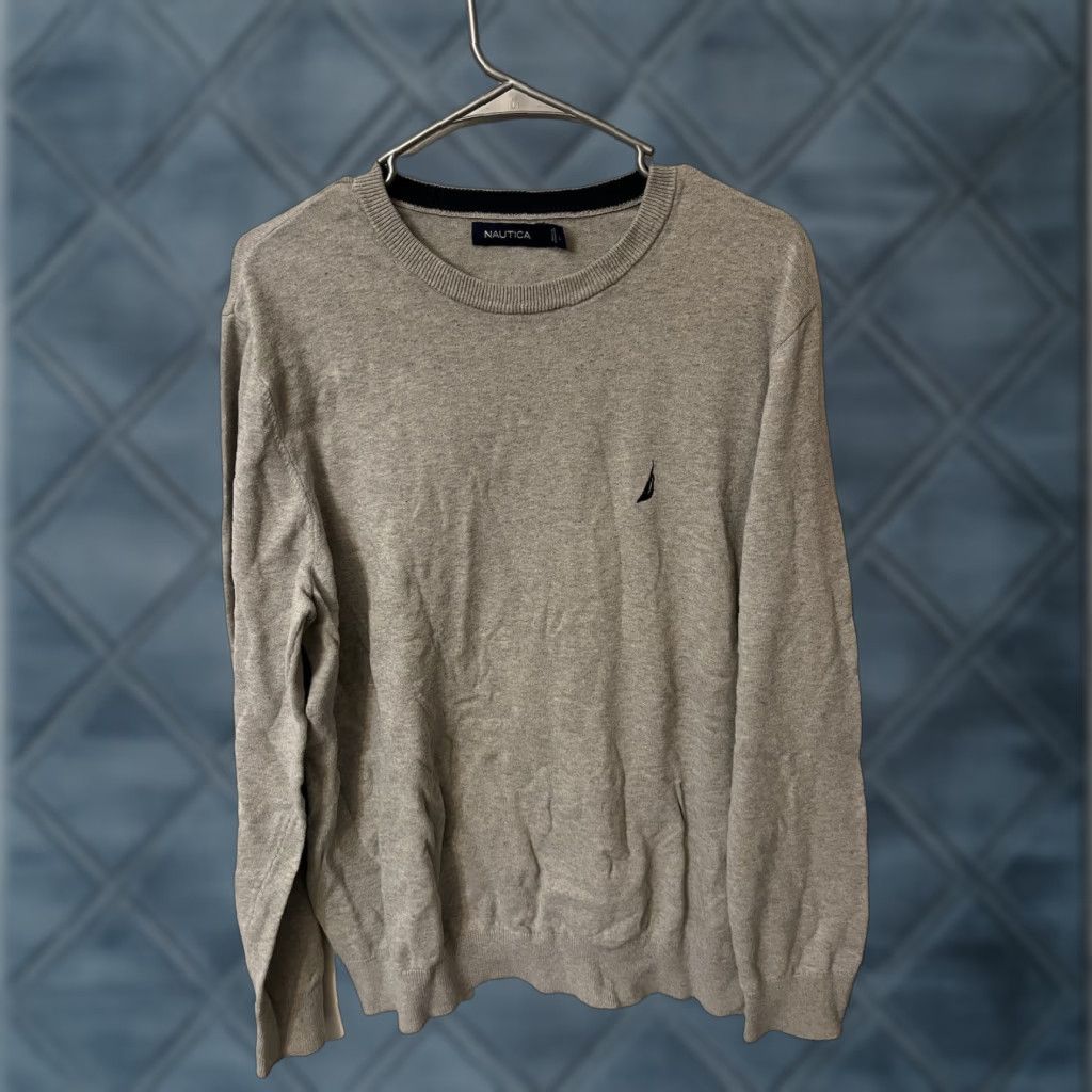 Nautica Nautica Mens Sweater Large Gray Long Sleeve Logo Crew Neck Cotton Distress Size US L / EU 52-54 / 3 - 1 Thumbnail