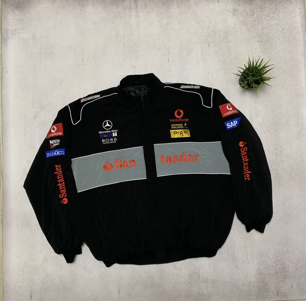 Formula 1 × Mercedes-Benz × Vintage Vintage Mercedes Benz Jacket Bomber Mc Laren Santander F1 Size US XXL / EU 58 / 5 - 1 Thumbnail