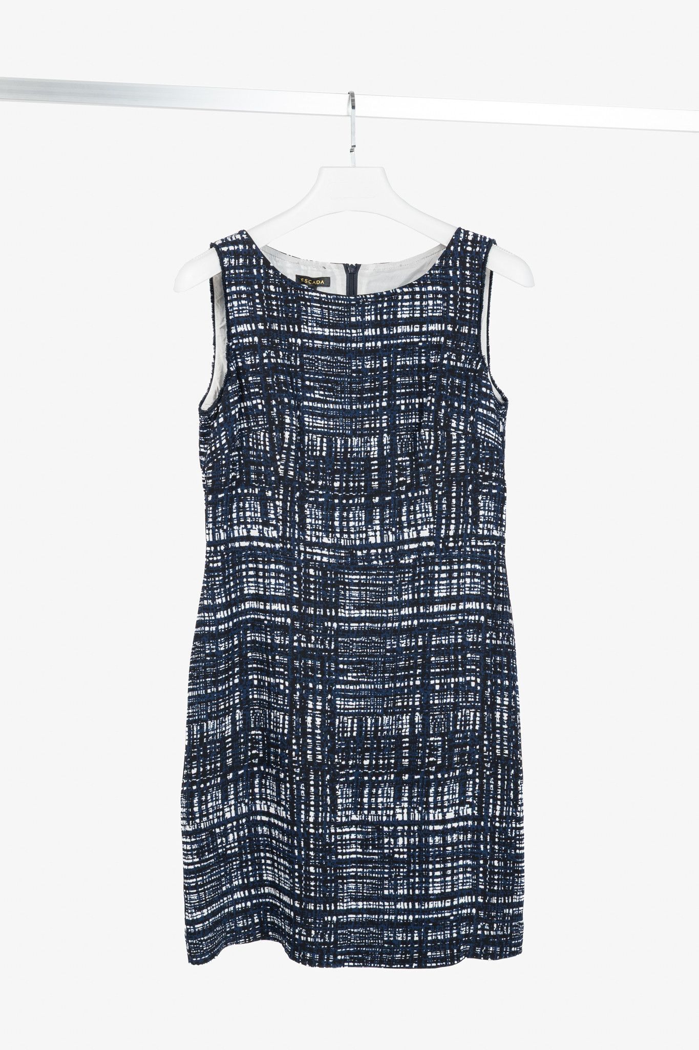 Escada Escada Divatu Navy Plaid Crepe Mini Dress Size M / US 6-8 / IT 42-44 - 1 Thumbnail