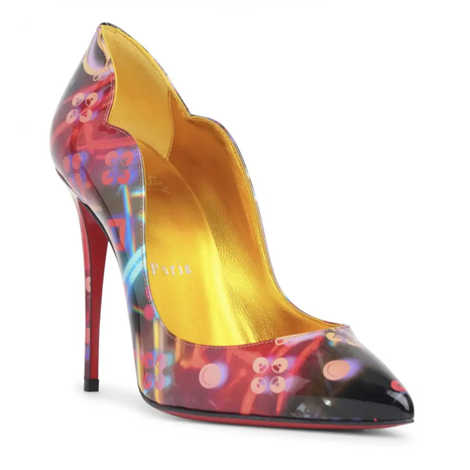 Christian Louboutin Hot Chick 100 Patent Discolaser Red Pointed Toe Heel Pump 39 Size US 9 / IT 39 - 3 Thumbnail