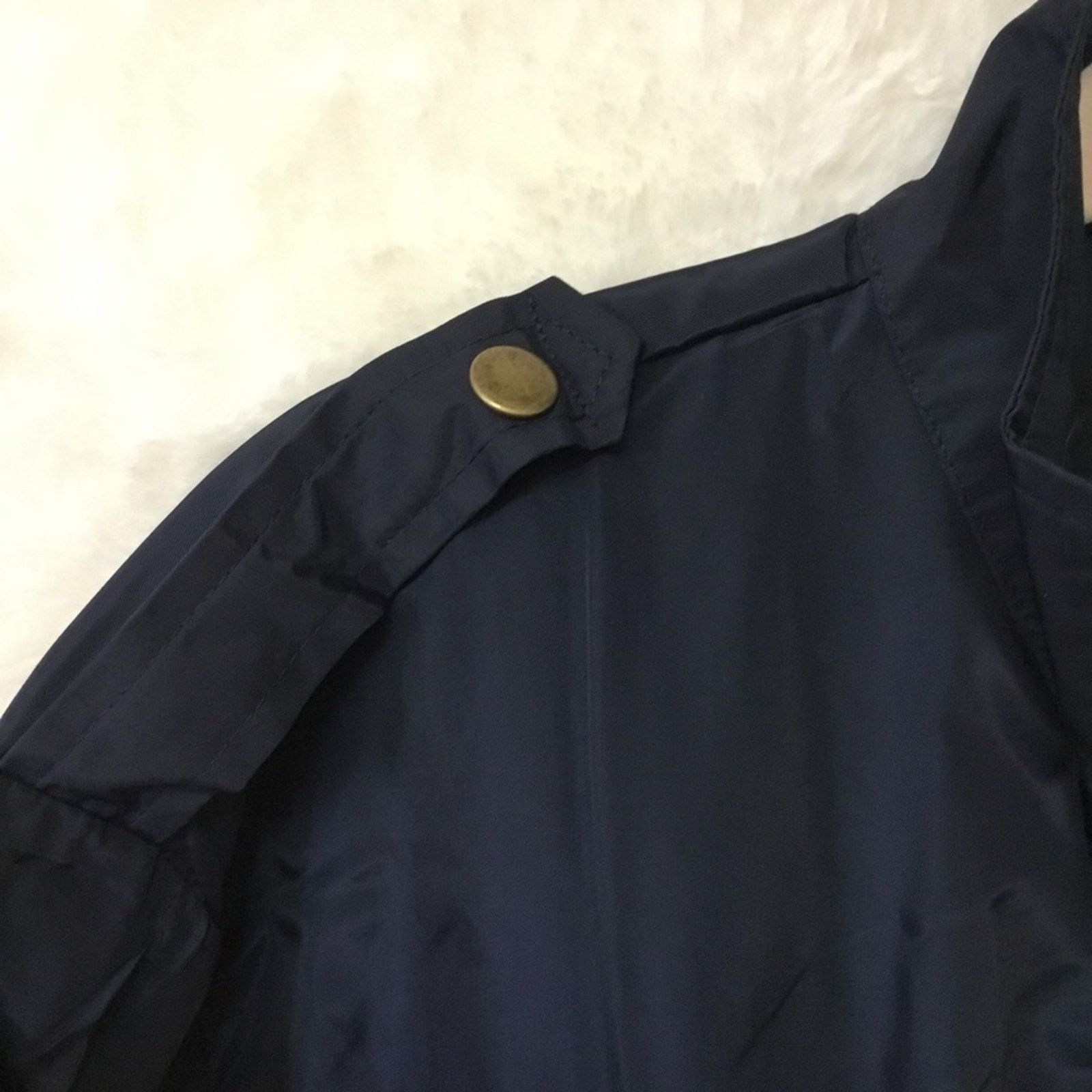 Other Navy Glossy Drawstring Trim Button-Down Coach Jacket Size S / US 4 / IT 40 - 12 Thumbnail