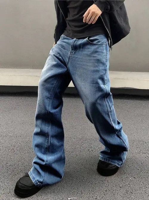 Jean Stacked Denim Jeans Drip Hip Hop Size US 34 / EU 50 - 4 Thumbnail