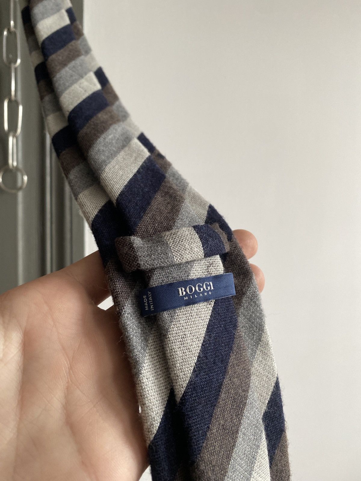 Boggi × Designer Boggi Striped Wool Silk Tie Size ONE SIZE - 6 Thumbnail