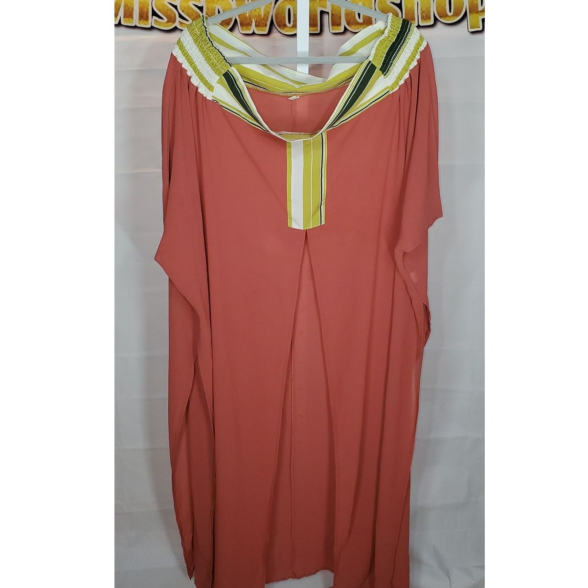 Other Coral Striped Trim Sheer Maxi Cover Up Dress Women’s XL Size XL / US 12-14 / IT 48-50 - 1 Thumbnail