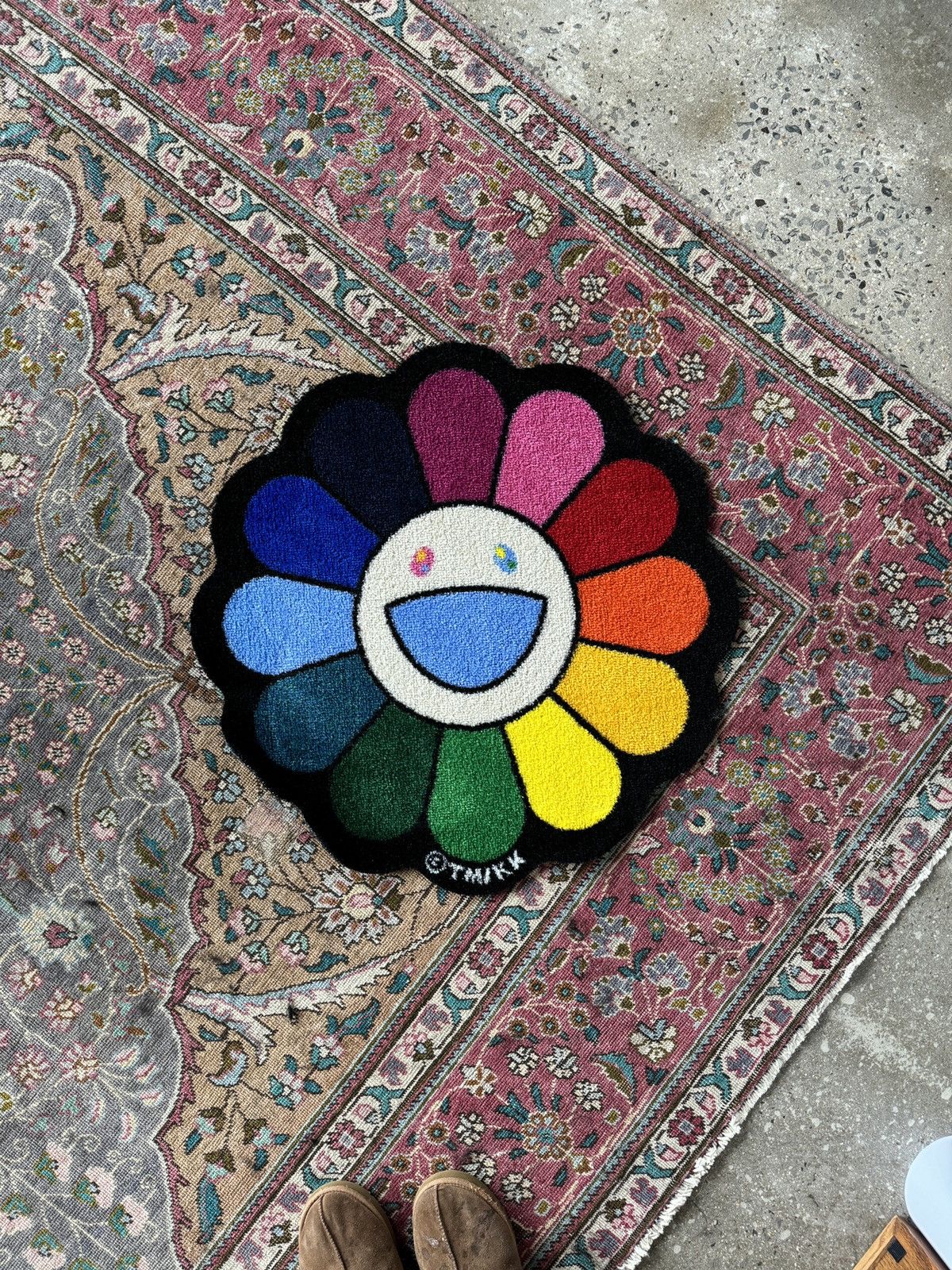 Takashi Murakami Takashi Murakami Flower Floor Mat Rug - Rainbow/Ecru Beige  | Grailed