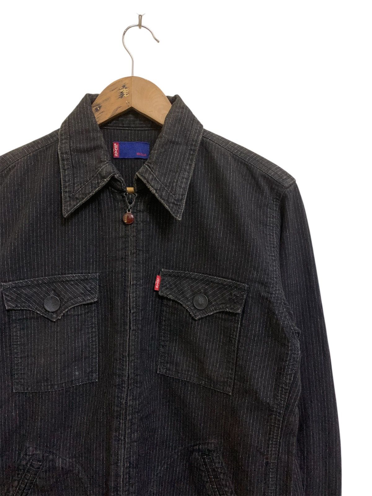 Levi's Vintage Clothing 💥Levi’s Movin On Denim Stripe Zipper Jacket Size US M / EU 48-50 / 2 - 2 Thumbnail