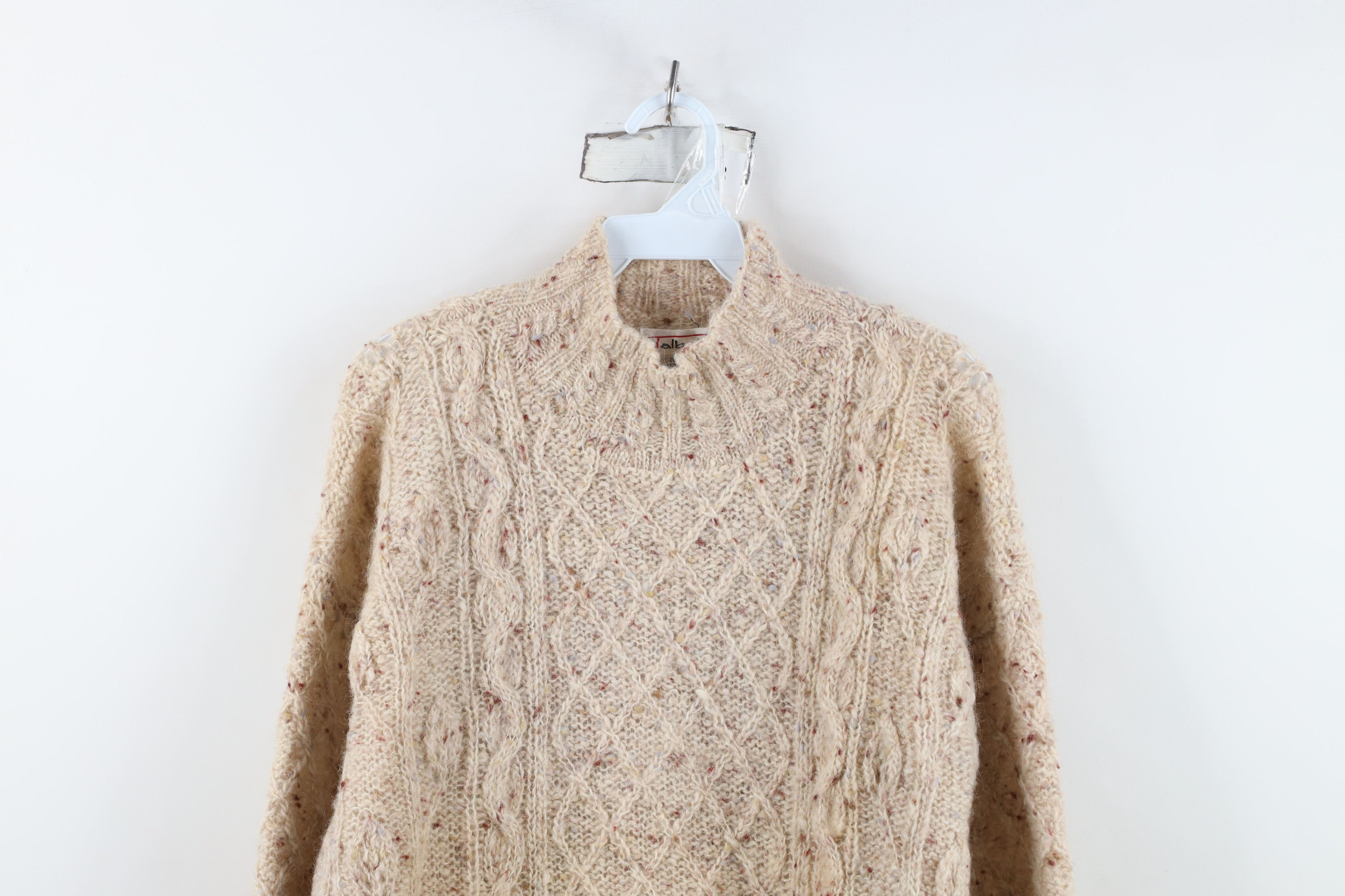 Vintage Vintage 90s Streetwear Leaf Cable Knit Mock Neck Sweater Size M / US 6-8 / IT 42-44 - 2 Thumbnail