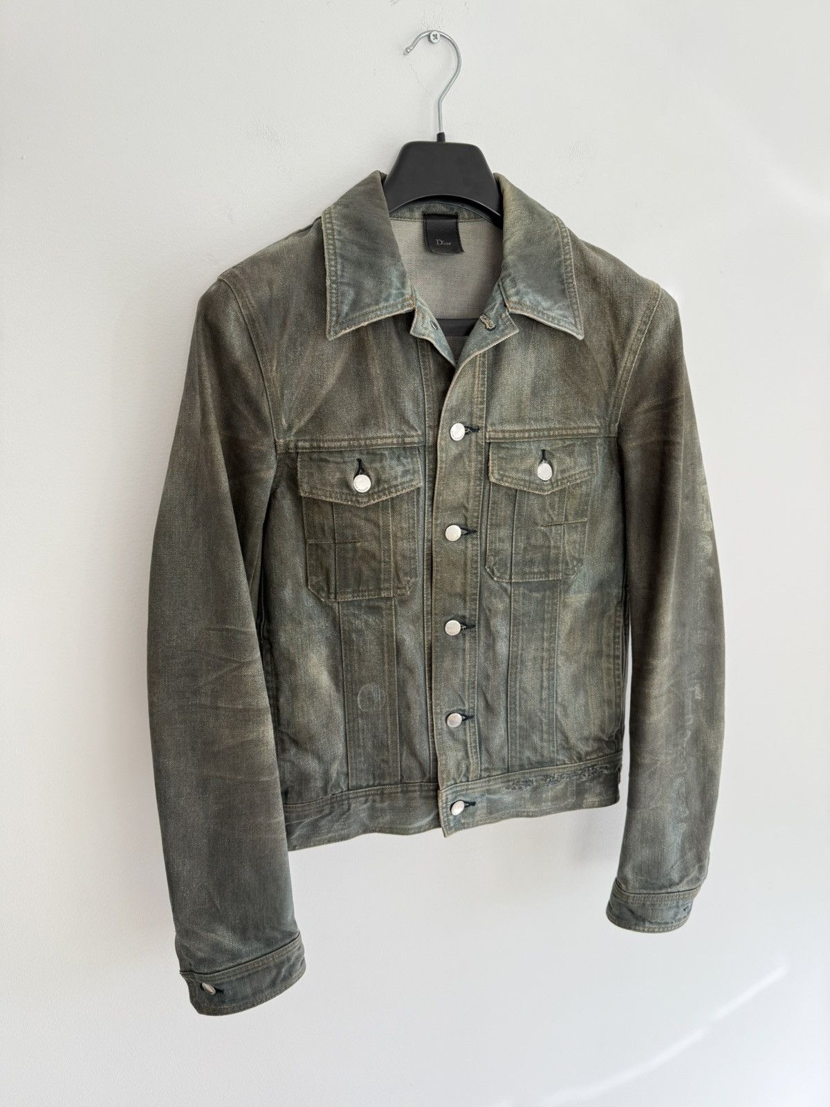 Dior × Hedi Slimane S/S 2004 “Strip” Dirty Bleu Clair Denim Jacket Size US M / EU 48-50 / 2 - 5 Thumbnail