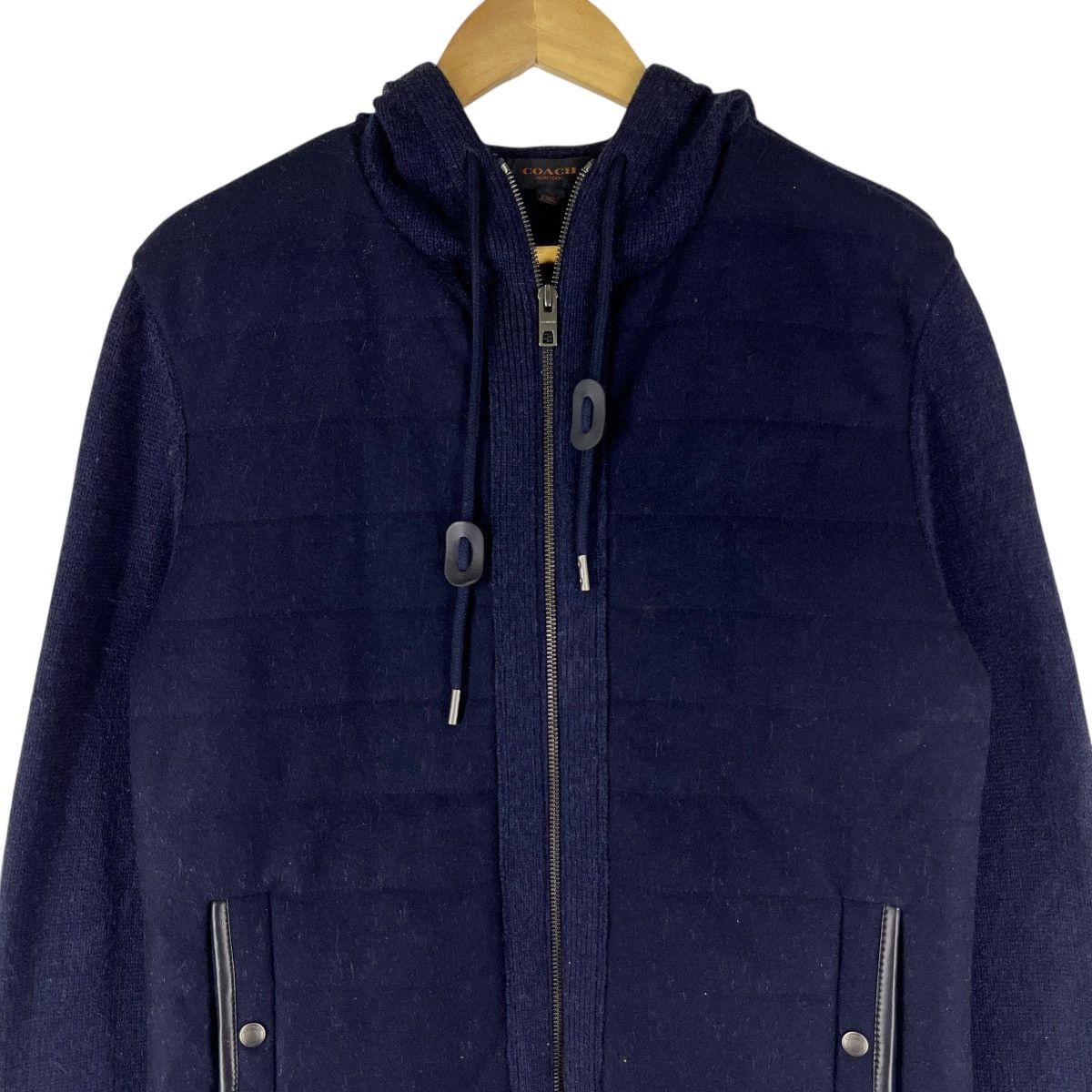 Coach 🔥 Coach Navy Blue Knit Sleeve Hoodie Jacket Size US M / EU 48-50 / 2 - 5 Thumbnail