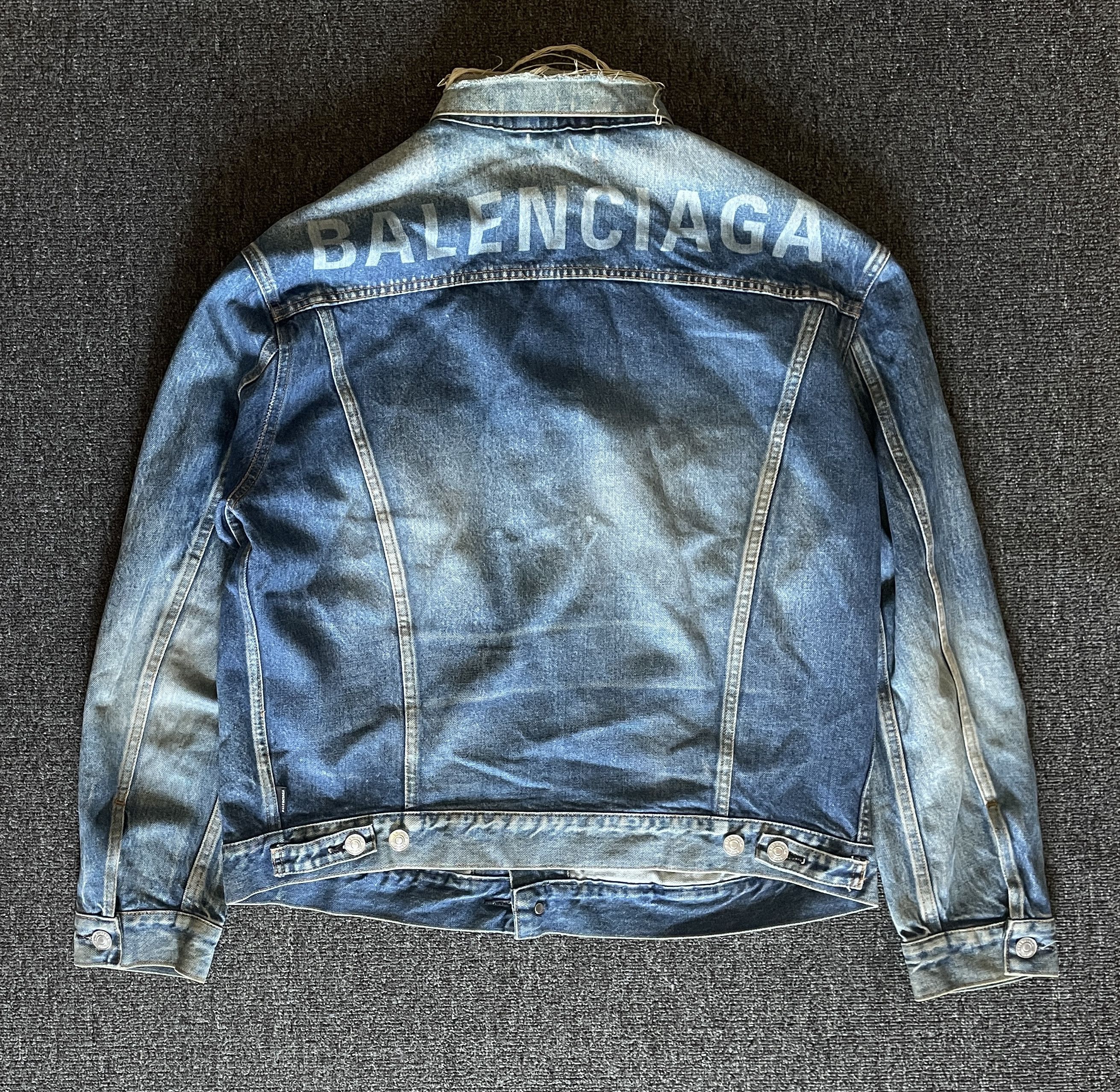 Balenciaga Balenciaga Size Sticker Denim Jacket | Grailed