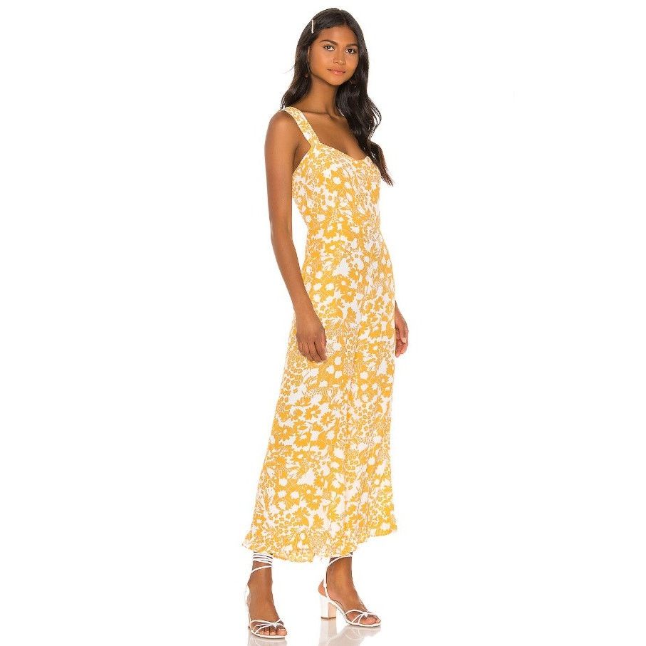 REVOLVE EUC Faithfull the Brand Yellow Floral Kasbah Jumpsuit 2 XS Size 26" / US 2 / IT 38 - 2 Thumbnail