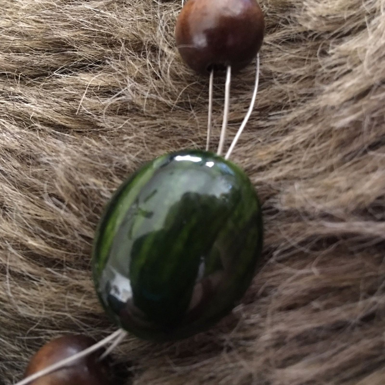 Jewelry Glass and wood floating bead fish line necklace Size ONE SIZE - 7 Thumbnail