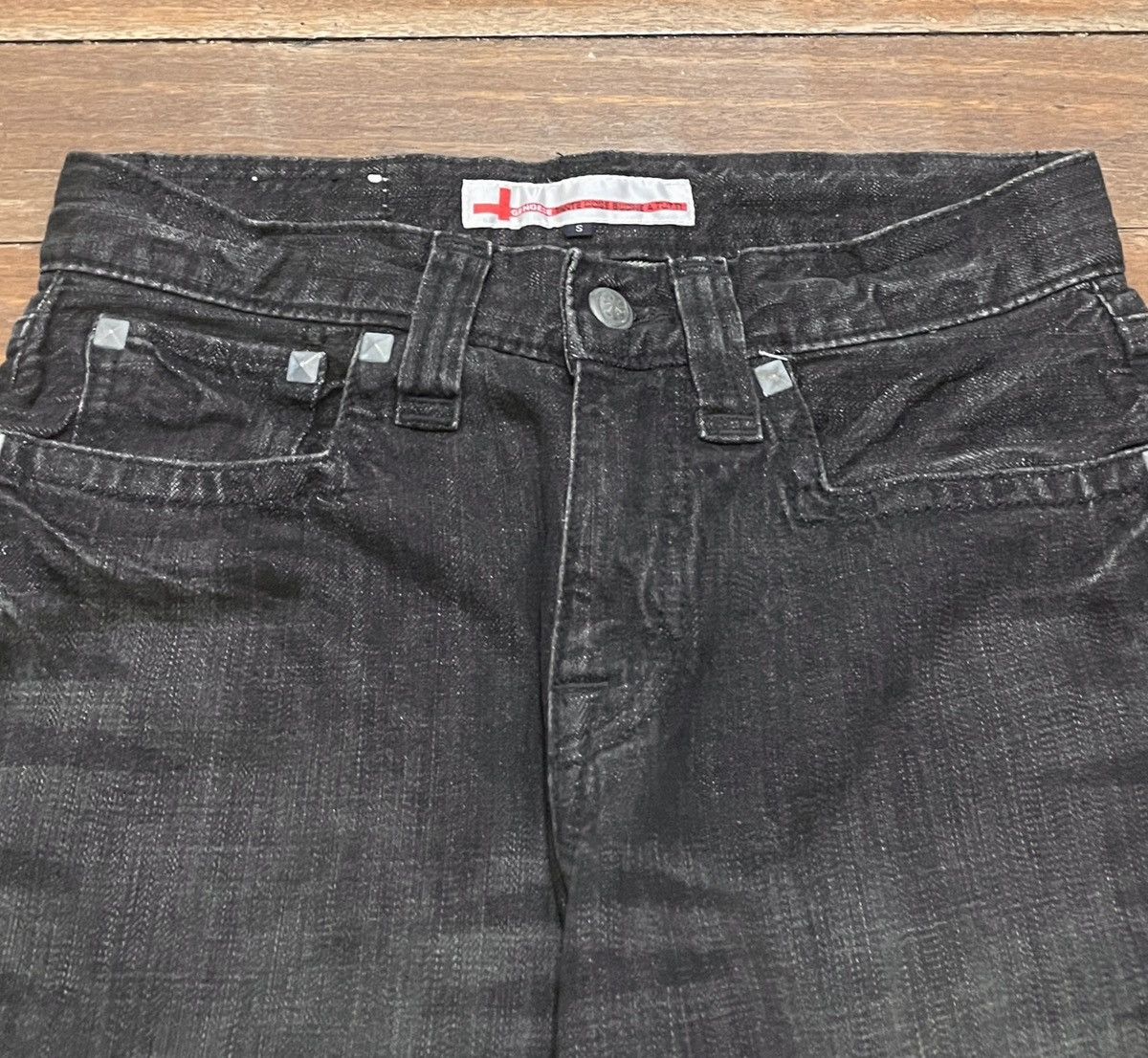 Le Grande Bleu (L.G.B.) Rare Vintage Japanese Brand Genoese Waxed Flared Jeans 2000s Size US 27 - 3 Thumbnail