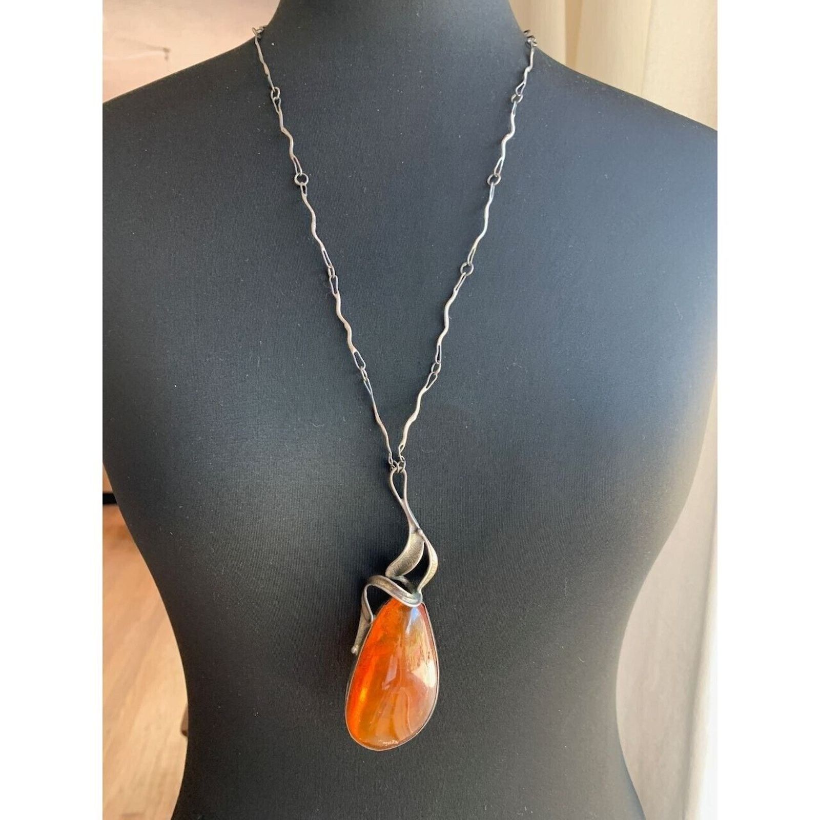 Other Signed MM 800 Silver Warsaw Poland Vintage Amber Necklace Size ONE SIZE - 1 Thumbnail