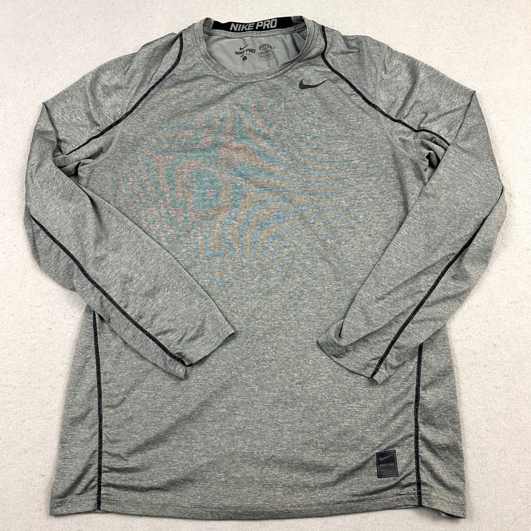 Nike Nike Pro Shirt Men L Gray Dri-FIT Fitted Training Pullover Base Layer Top L Size US L / EU 52-54 / 3 - 2 Thumbnail