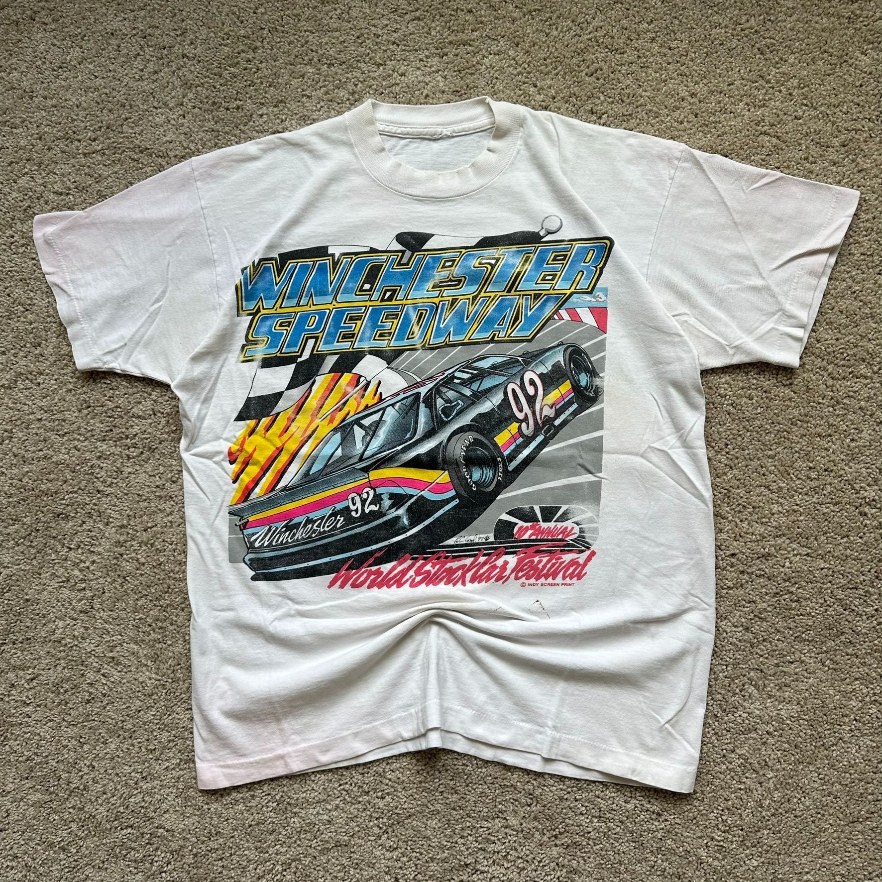 Vintage Vintage 90s Winchester Speedway T-Shirt World Stock Car Fest Size US L / EU 52-54 / 3 - 1 Thumbnail