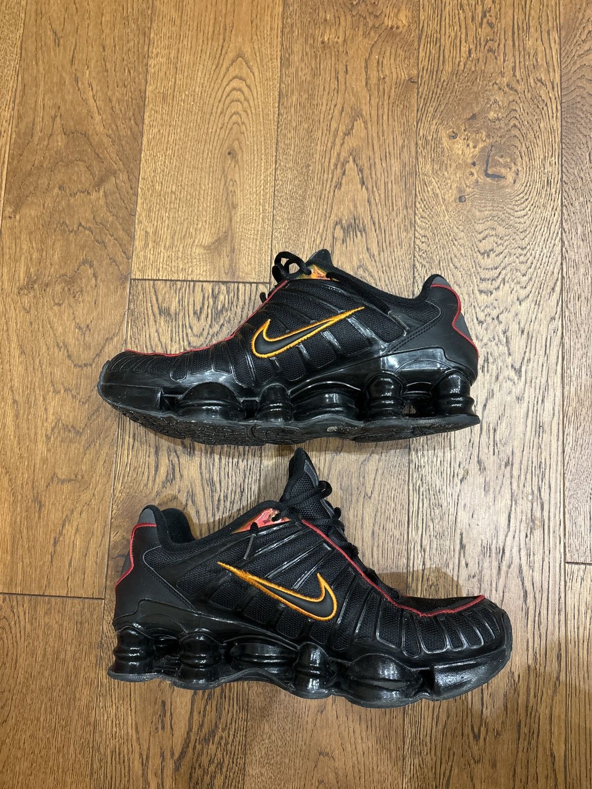 image of Nike Shox Tl Black Orange Magma Shoes, Men's (Size 10)
