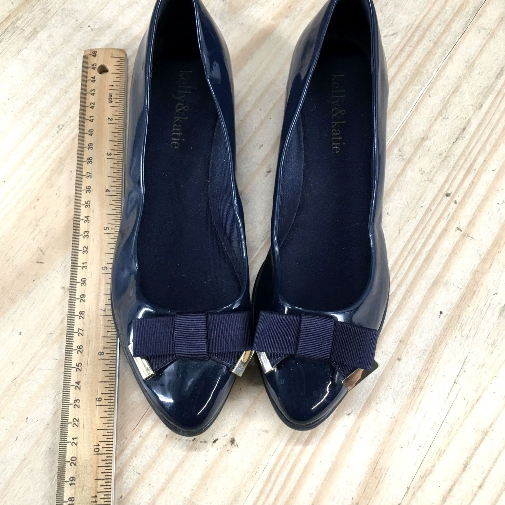 Vintage Kelly And Katie Heels Womens 5.5 Bow Slip On Low Wedge Pumps Blue Faux Leather Slip On Bow Pump Womens 5.5 Blue Size US 6 / IT 36 - 6 Thumbnail