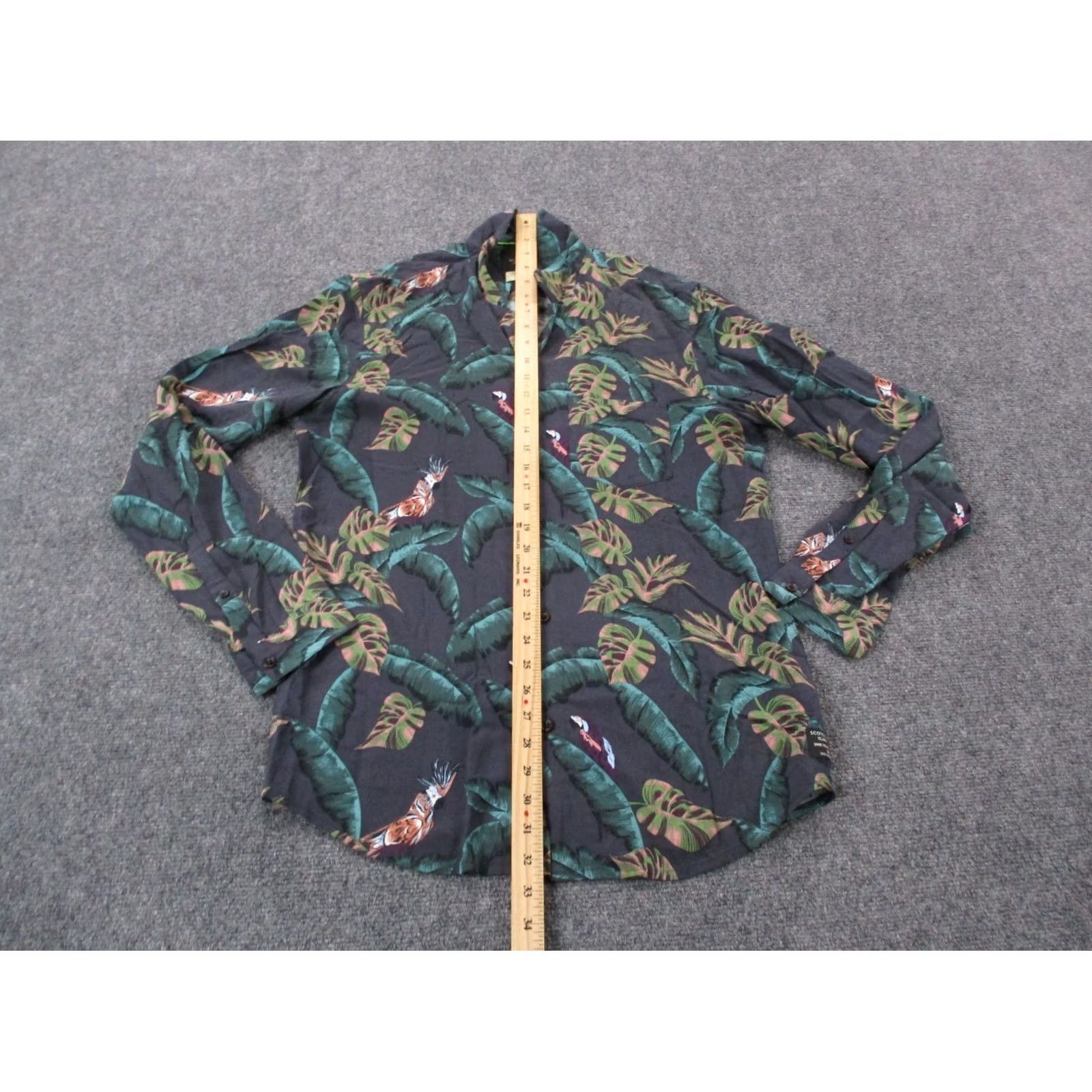 Scotch & Soda VINTAGE Scotch Soda Shirt Mens M Floral Leaf Bird Print Hawaiian Loose Beach Travelers Size US M / EU 48-50 / 2 - 3 Thumbnail