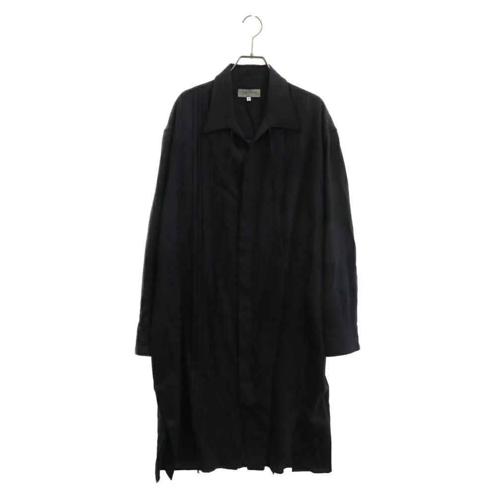 image of Yohji Yamamoto Pour Homme 22Aw Long Pleated Shirt in Black, Men's (Size Medium)