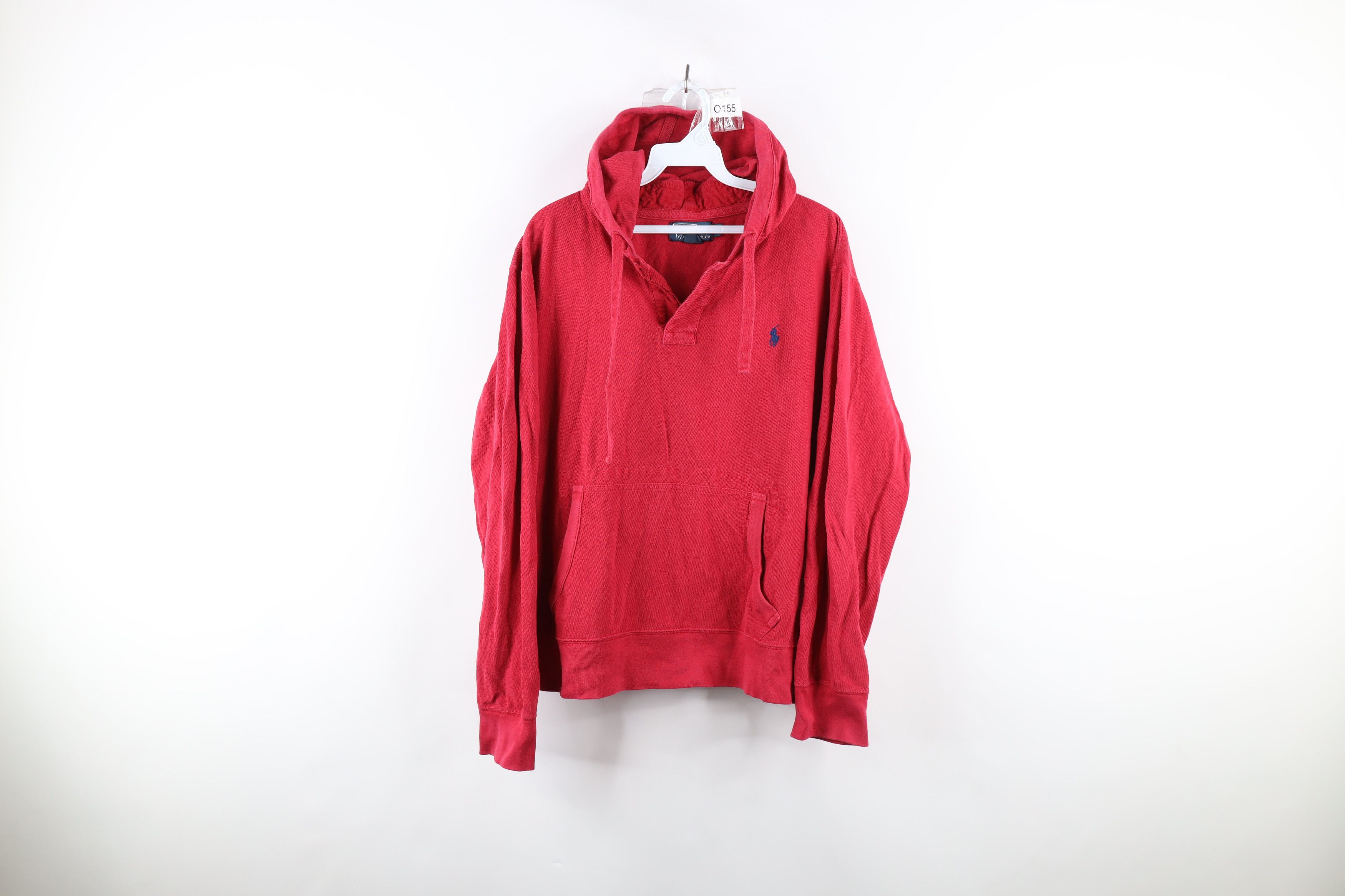Vintage 90s Ralph Lauren Lightweight Henley Hoodie Red