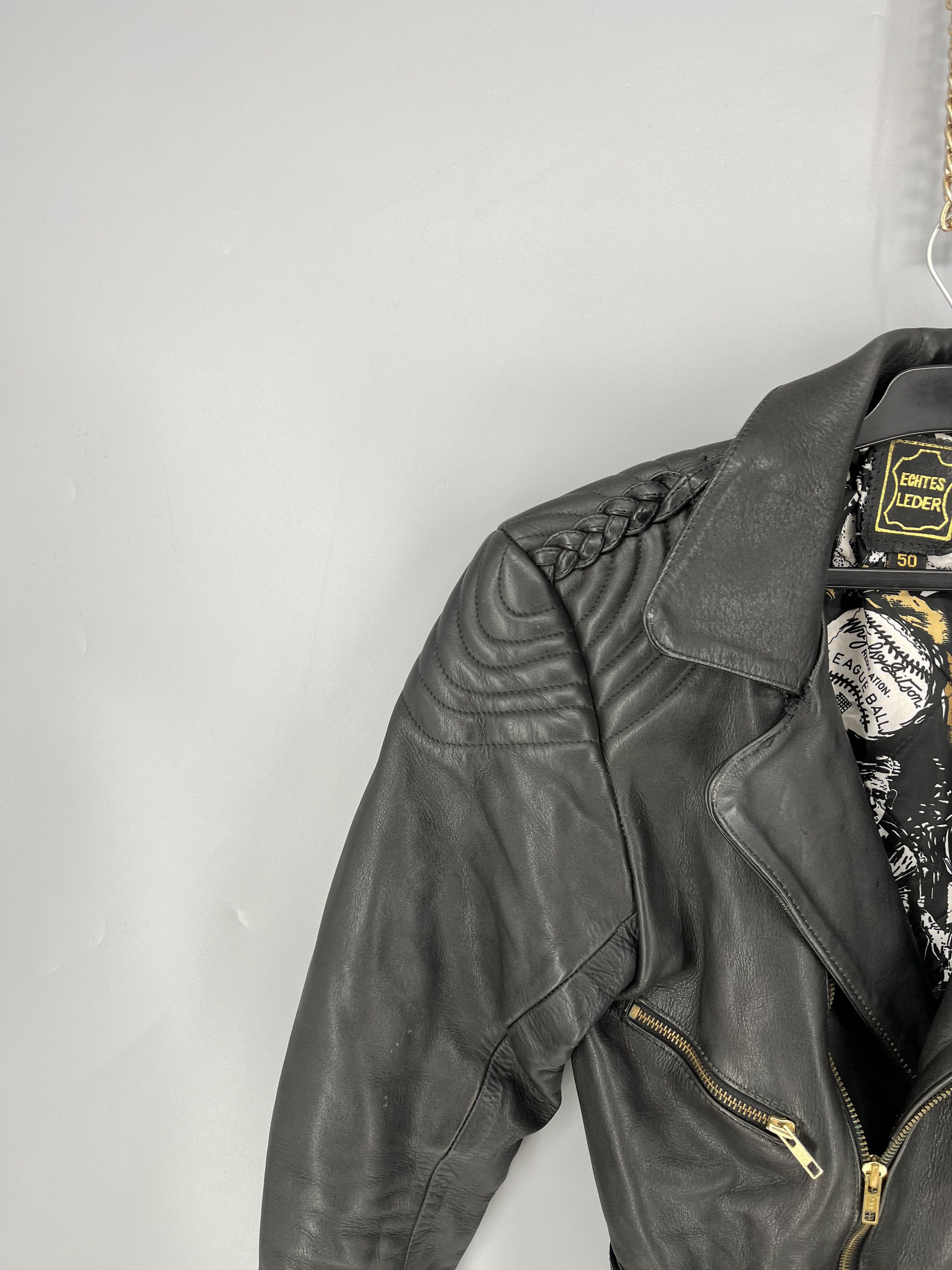 Leather Vintage Women’s Black Leather Biker Jacket Belted Moto Size XL / US 12-14 / IT 48-50 - 4 Thumbnail