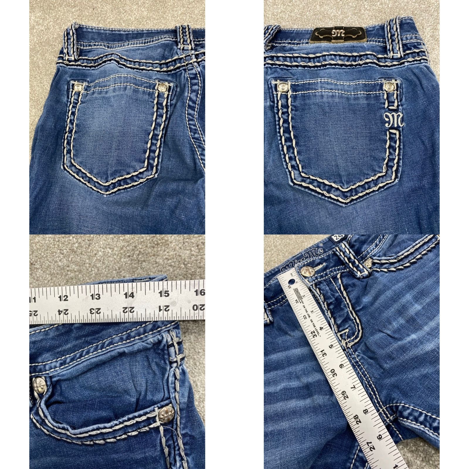 Miss Me Miss Me Jeans Womens 28 Mid-Rise Super Skinny Embellished Studded Embroidered Jeans Size 28" / US 6 / IT 42 - 9 Thumbnail