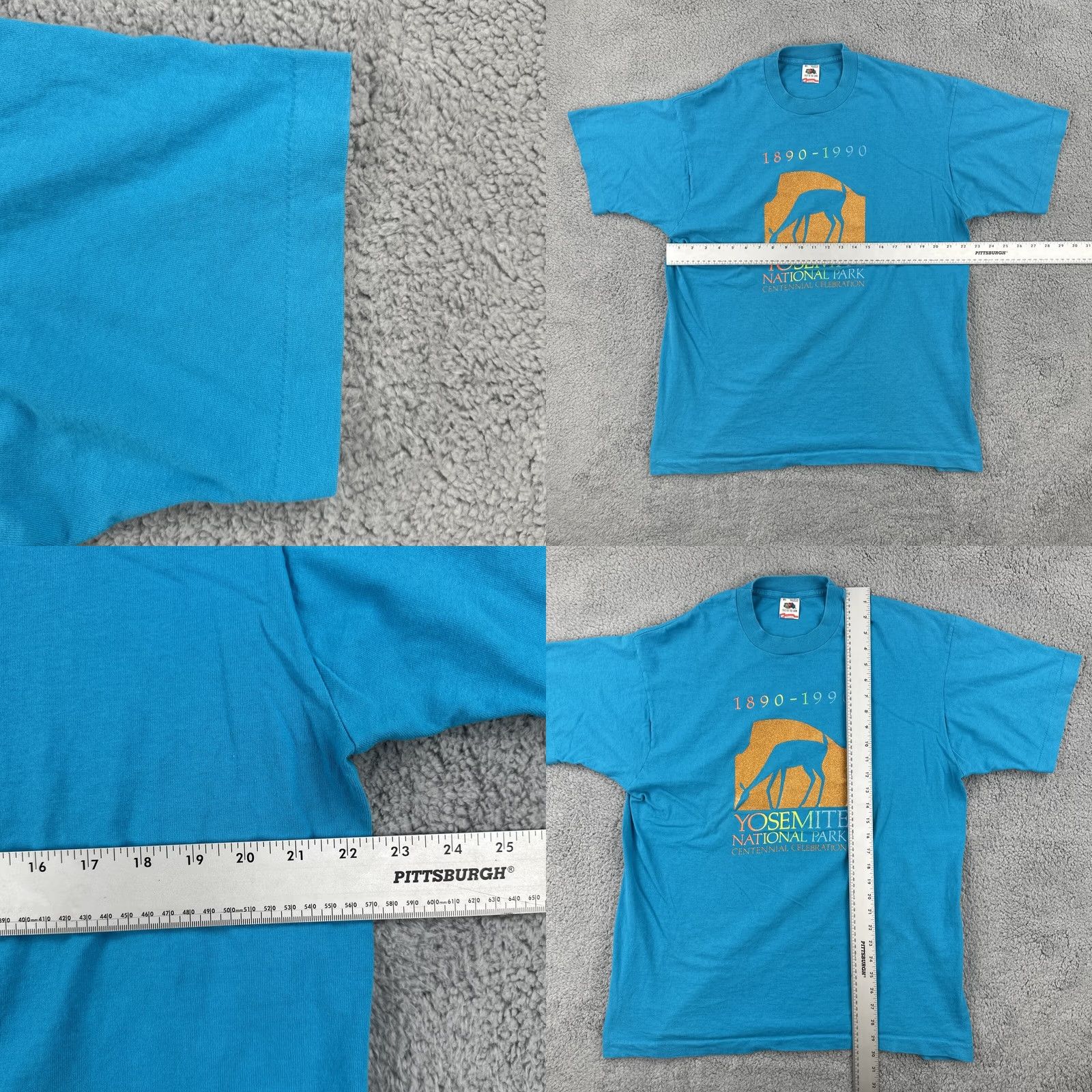 Fruit Of The Loom VINTAGE Fruit of the Loom Mens XL Blue SS T Shirt Made In USA 1990 Yosemite Park Tee Size US XL / EU 56 / 4 - 9 Thumbnail