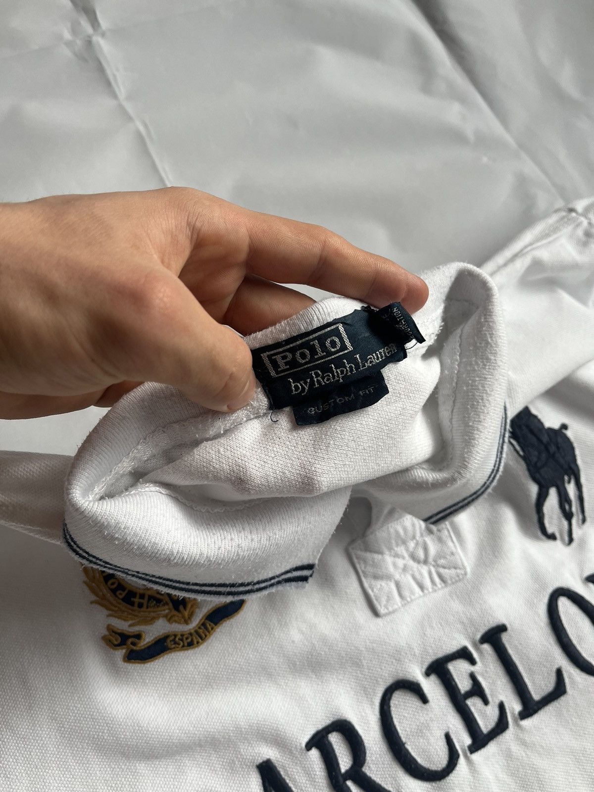 Japanese Brand × Polo Ralph Lauren Ralph Lauren Polo Barcelona White Jersey Size L Size US L / EU 52-54 / 3 - 4 Thumbnail