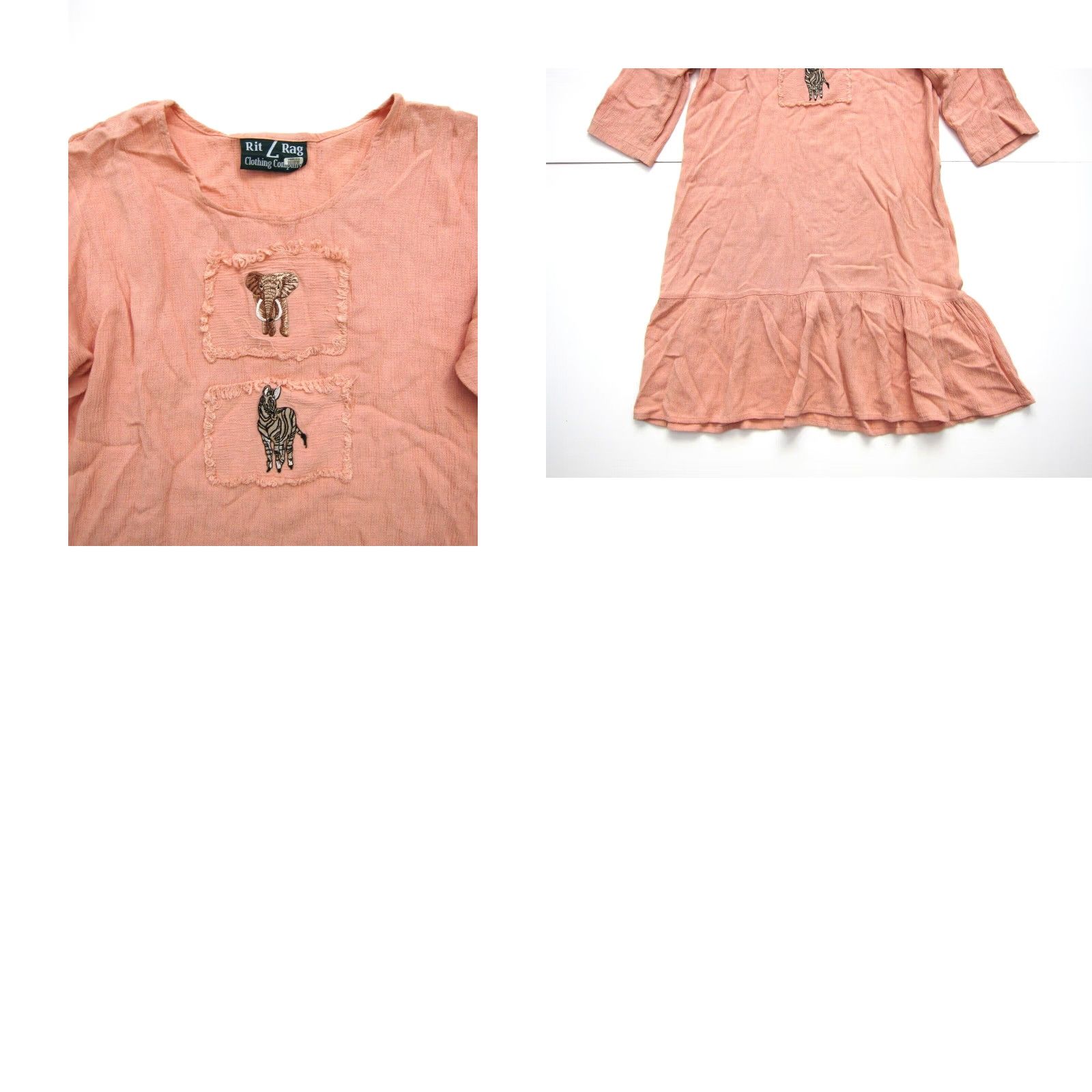Vintage VINTAGE Rit Rag Clothing Company Cotton Pink Elephant Zebra Tunic 3/4 Sleeve Dress S-M Size S / US 4 / IT 40 - 8 Thumbnail