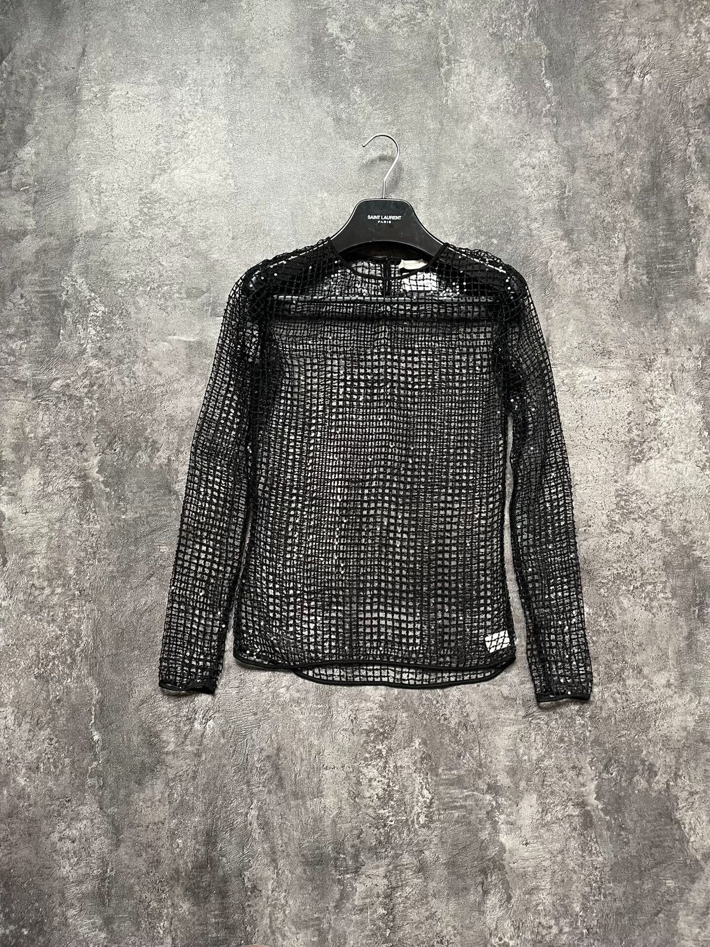 Saint Laurent Paris Saint Laurent Black Mesh Sequin Top Size M / US 6-8 / IT 42-44 - 1 Thumbnail