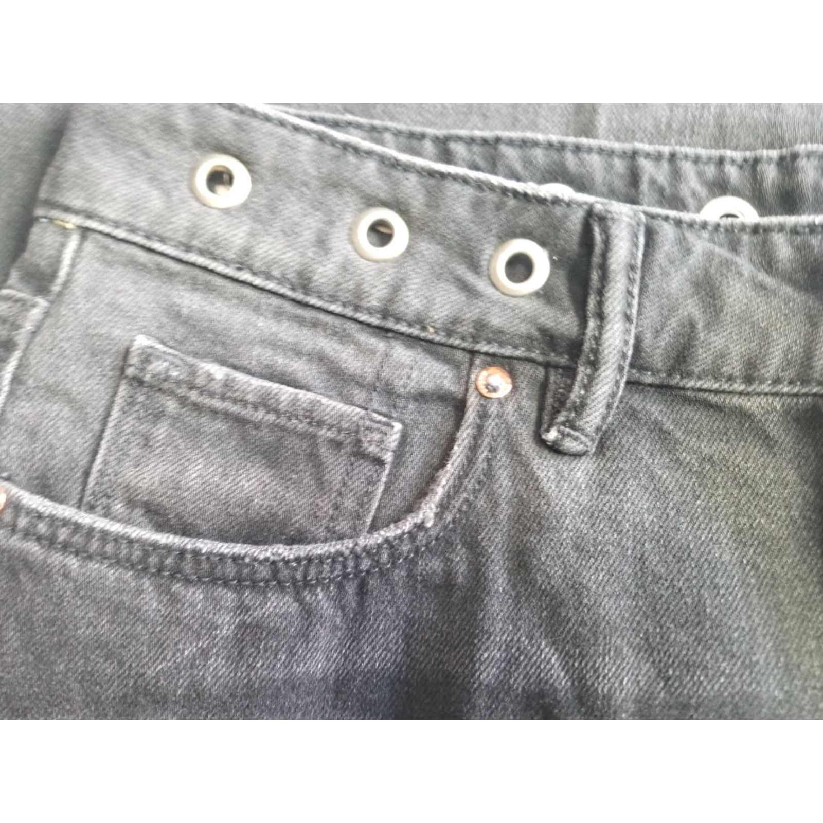 Allsaints AllSaints Skirt Denim Mini Black Size 2 Women Short Grommet Waist Lila All Saints 2 Black Mini Skirt Womens Size 26" / US 2 / IT 38 - 5 Thumbnail
