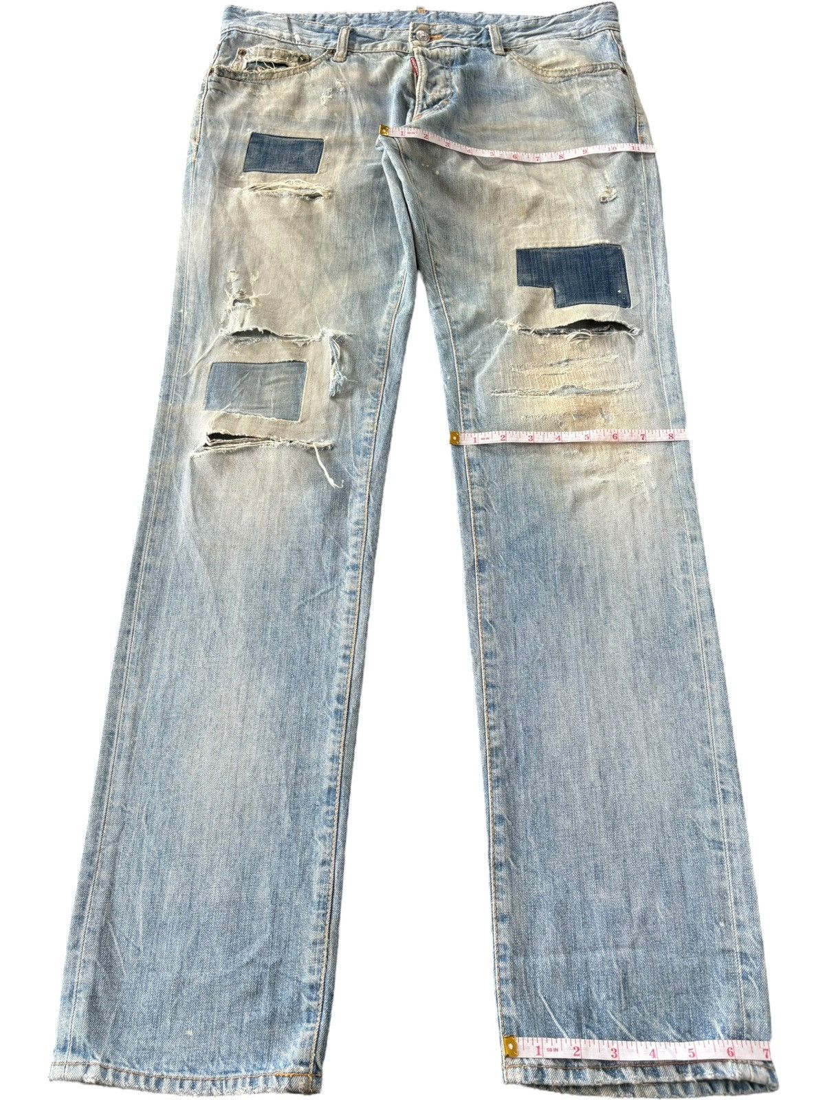 Dsquared2 Vintage Italy Dsquared Patchwork Distressed Jeans Size US 37 - 11 Thumbnail