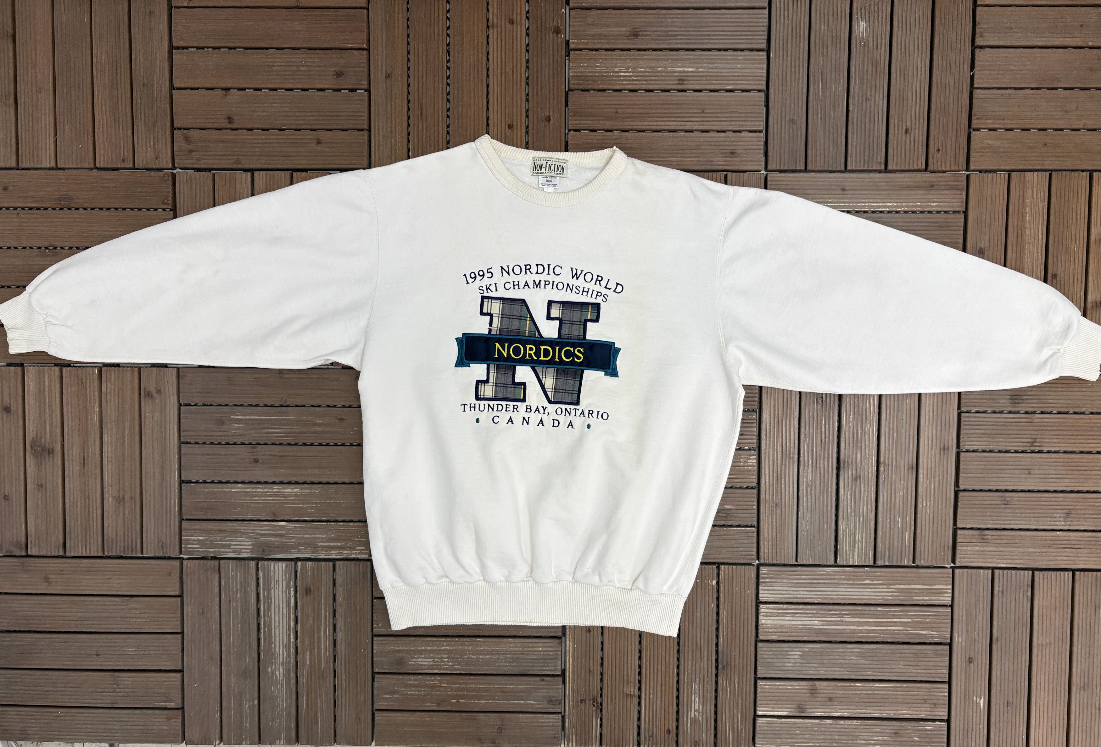 Vintage 1995 Nordic World Ski Championship Vintage White Crewneck Size US XL / EU 56 / 4 - 5 Thumbnail
