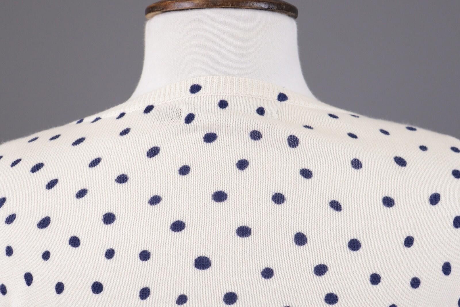 Designer Gudrun Sjoden White Polka Dot Knit Cardigan Sweater Size L Size L / US 10 / IT 46 - 12 Thumbnail