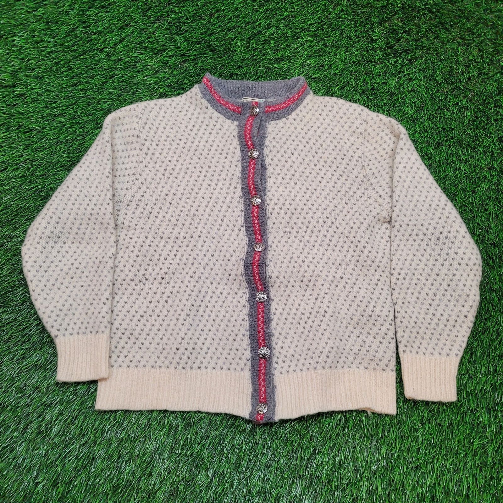 Vintage L.L. Bean Blue Wool Nordic Fair Isle Cardigan Sweater Small – Lilac  Lawson, image size:1600x1600