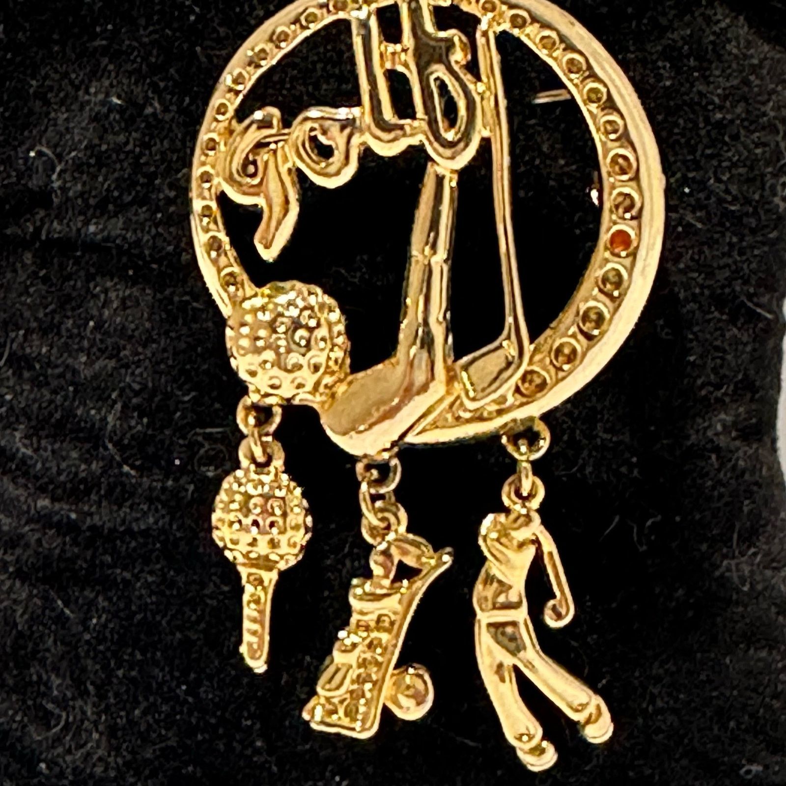 & Other Stories VTG Golf Brooch Dangling Charms Gold Tone Club Ball Golf Bag Size ONE SIZE - 13 Thumbnail