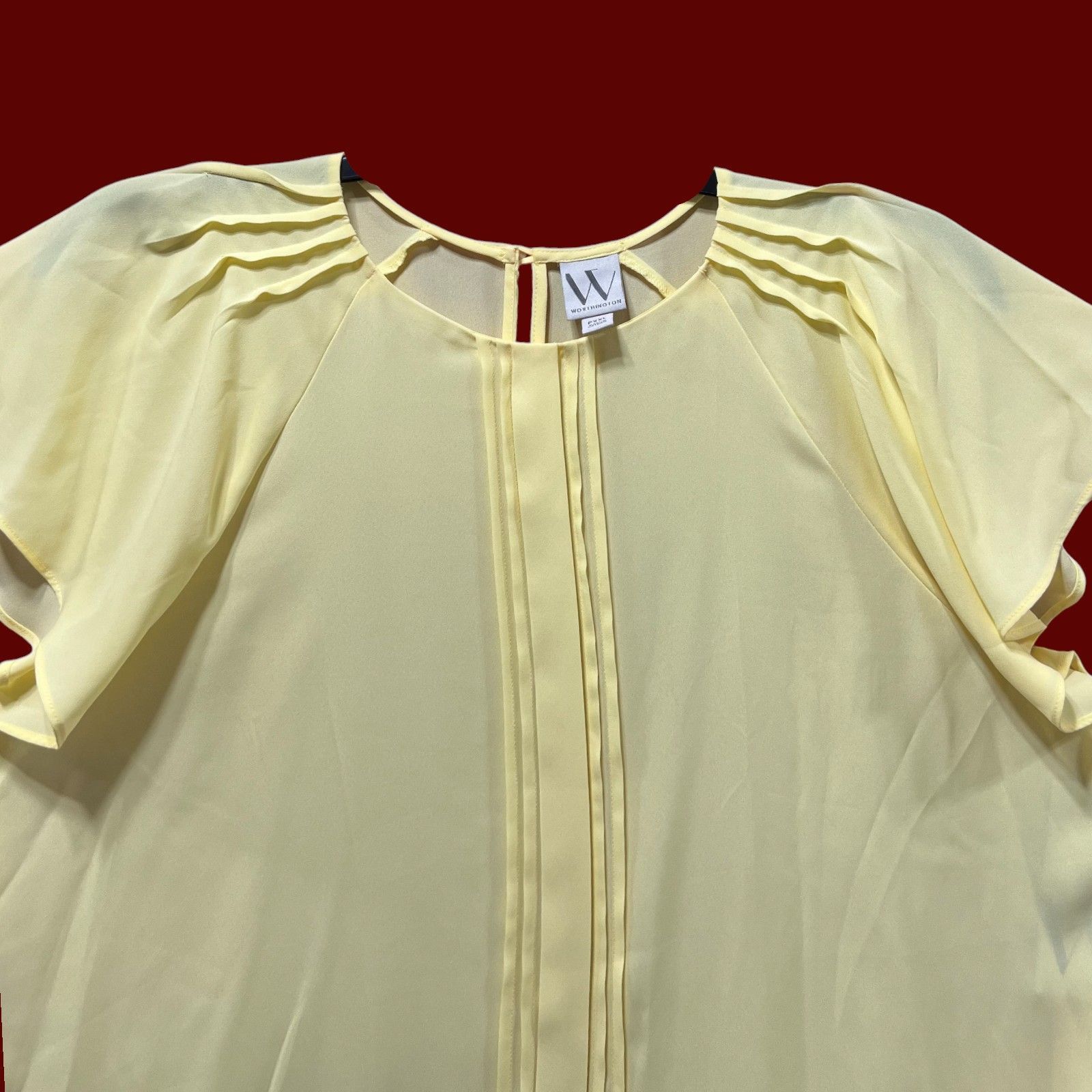 Worthington Worthington - Women's Short Sleeve Round Neck Blouse - Petit Size XXL / US 16-18 / IT 52-54 - 13 Thumbnail