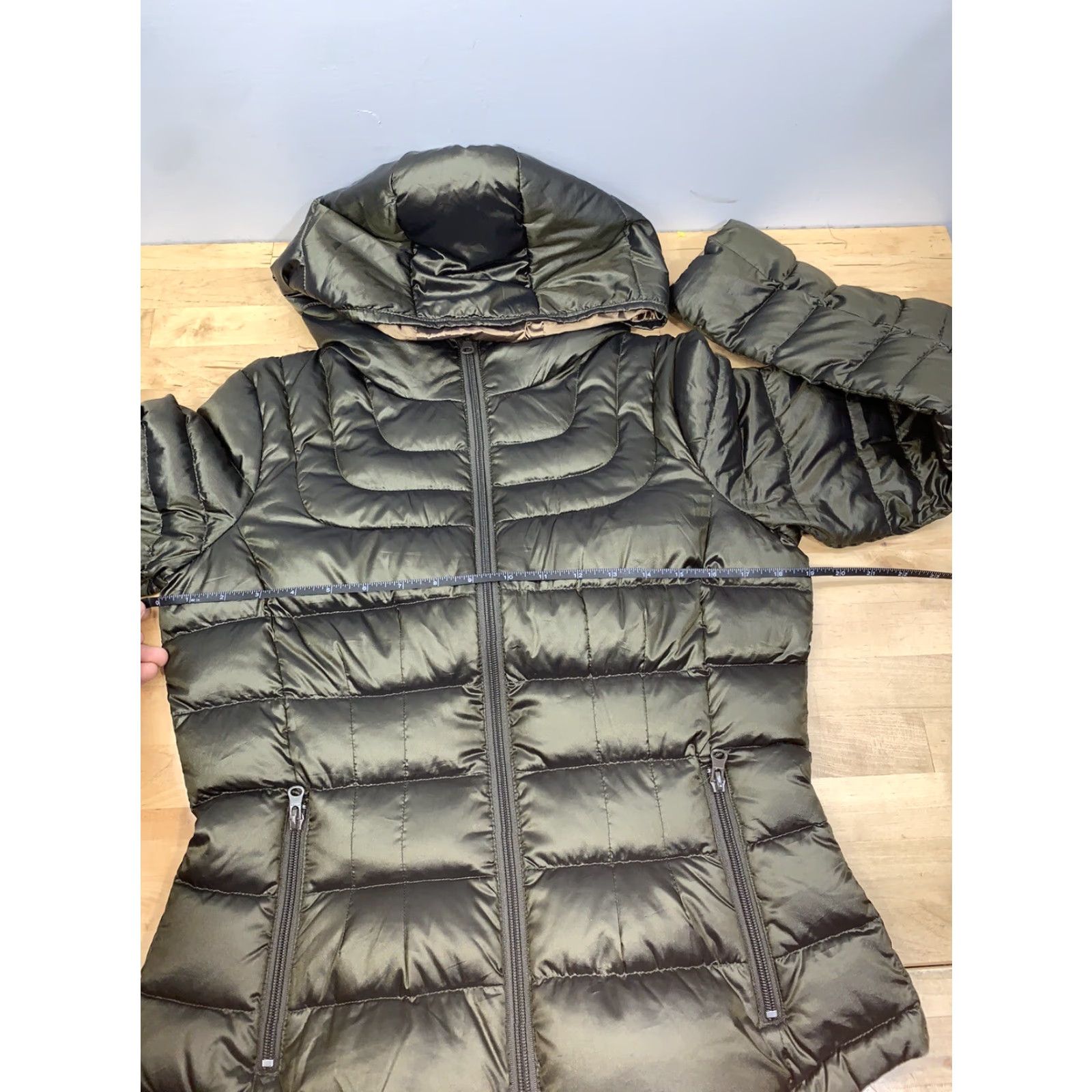 Vintage Bernardo Down Puffer Jacket Womens S Green Hooded Zip Casual Pockers #8035 Size S / US 4 / IT 40 - 7 Thumbnail