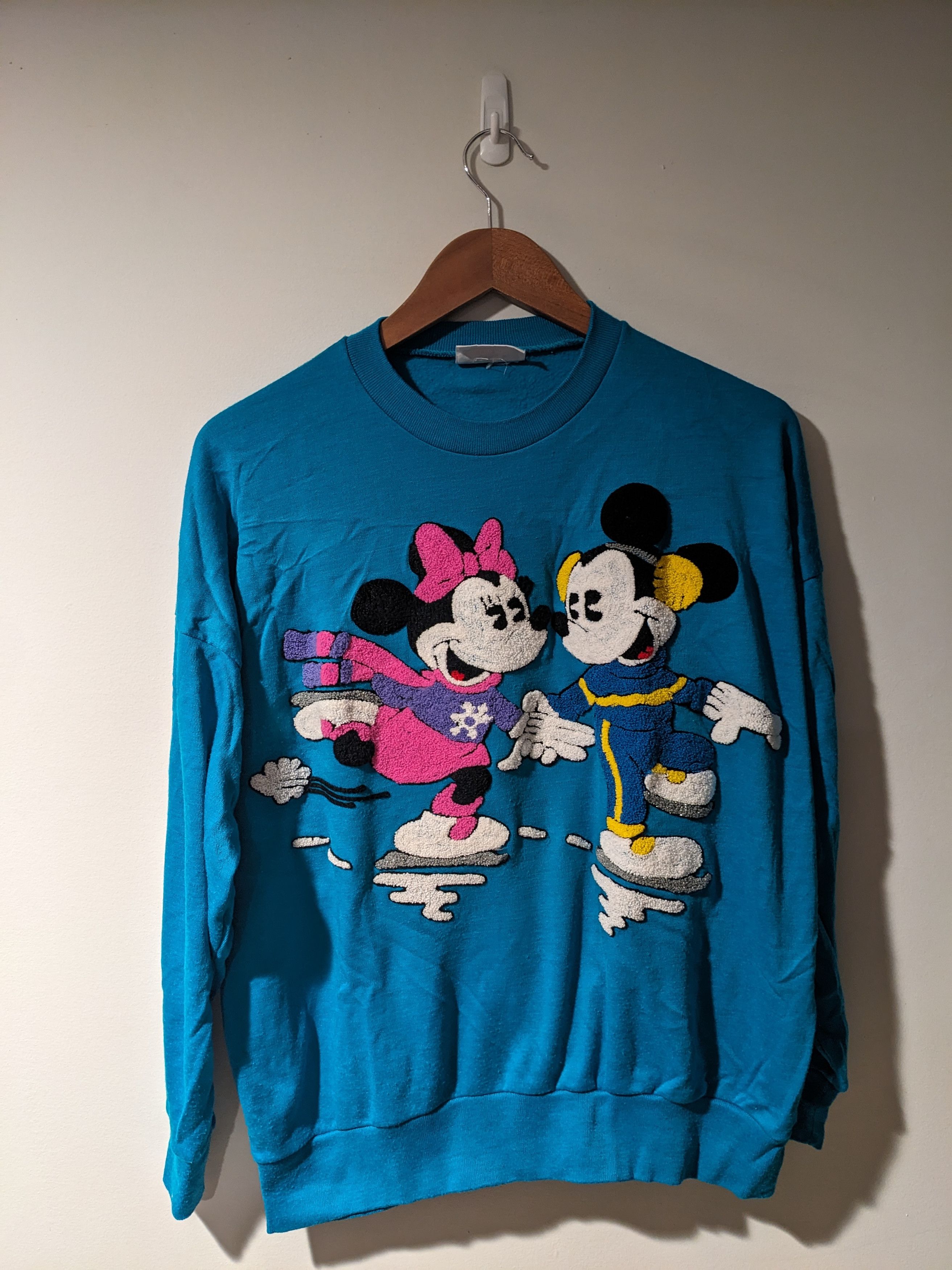 Disney × Vintage Vintage 80s Disney Mickey Minnie Lightweight Sweatshirt Size L / US 10 / IT 46 - 1 Thumbnail