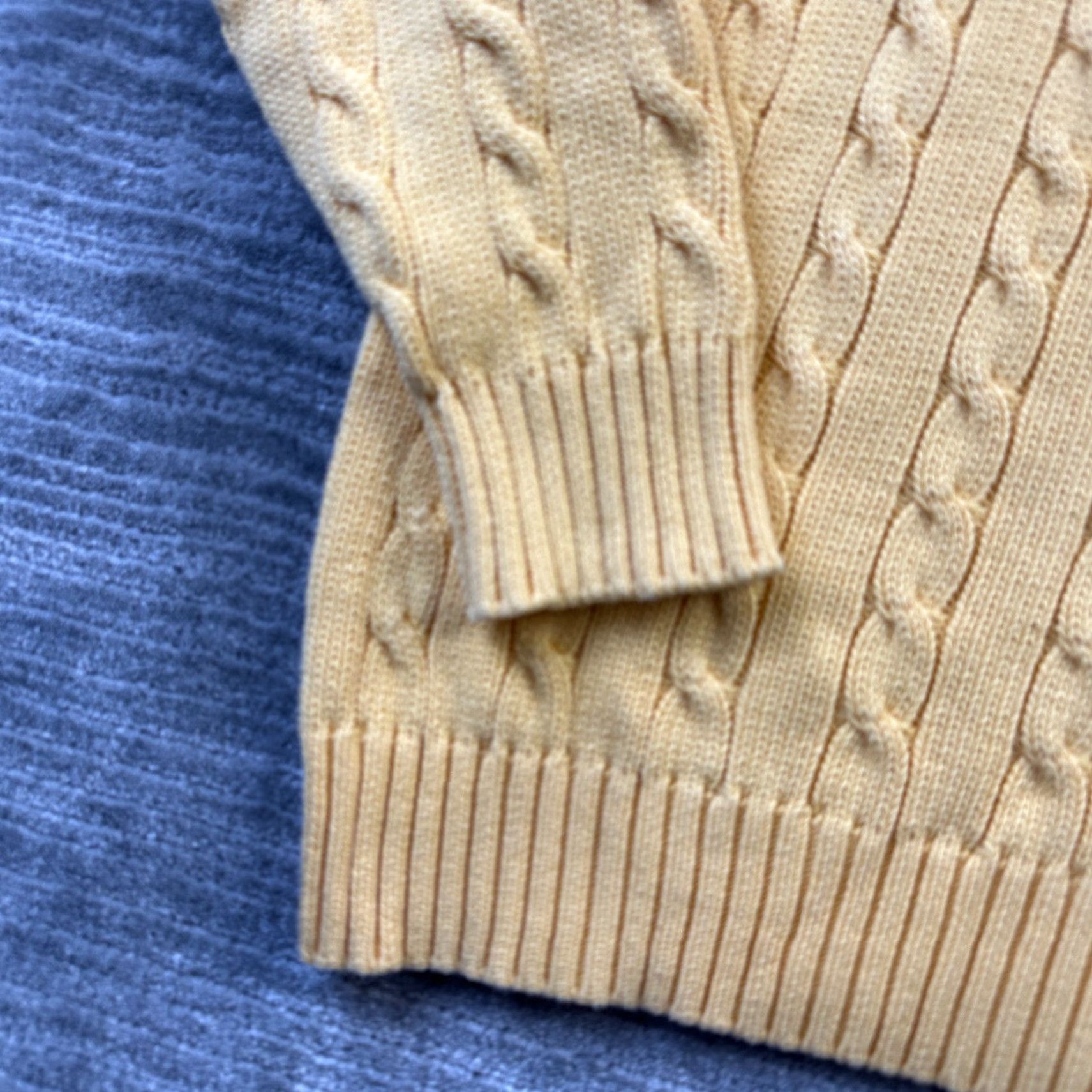 Lands' End VINTAGE Lands End Sweater Mens Large Yellow Cable Knit Pony Cotton Heavy Size US L / EU 52-54 / 3 - 5 Thumbnail