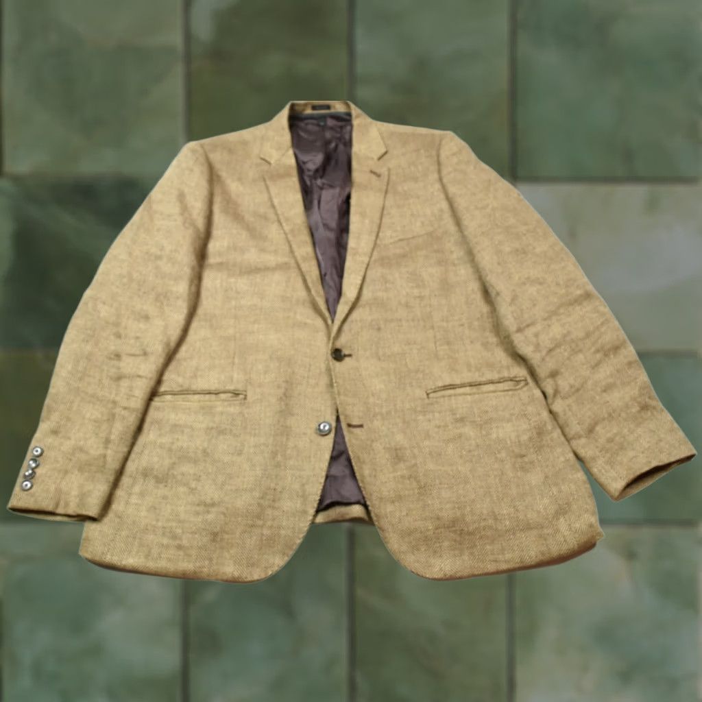 J.Crew J.CREW Blazer Mens 44 Brown Ludlow 44R Herringbone Linen Two Button Slim Fit Size 44R - 1 Thumbnail