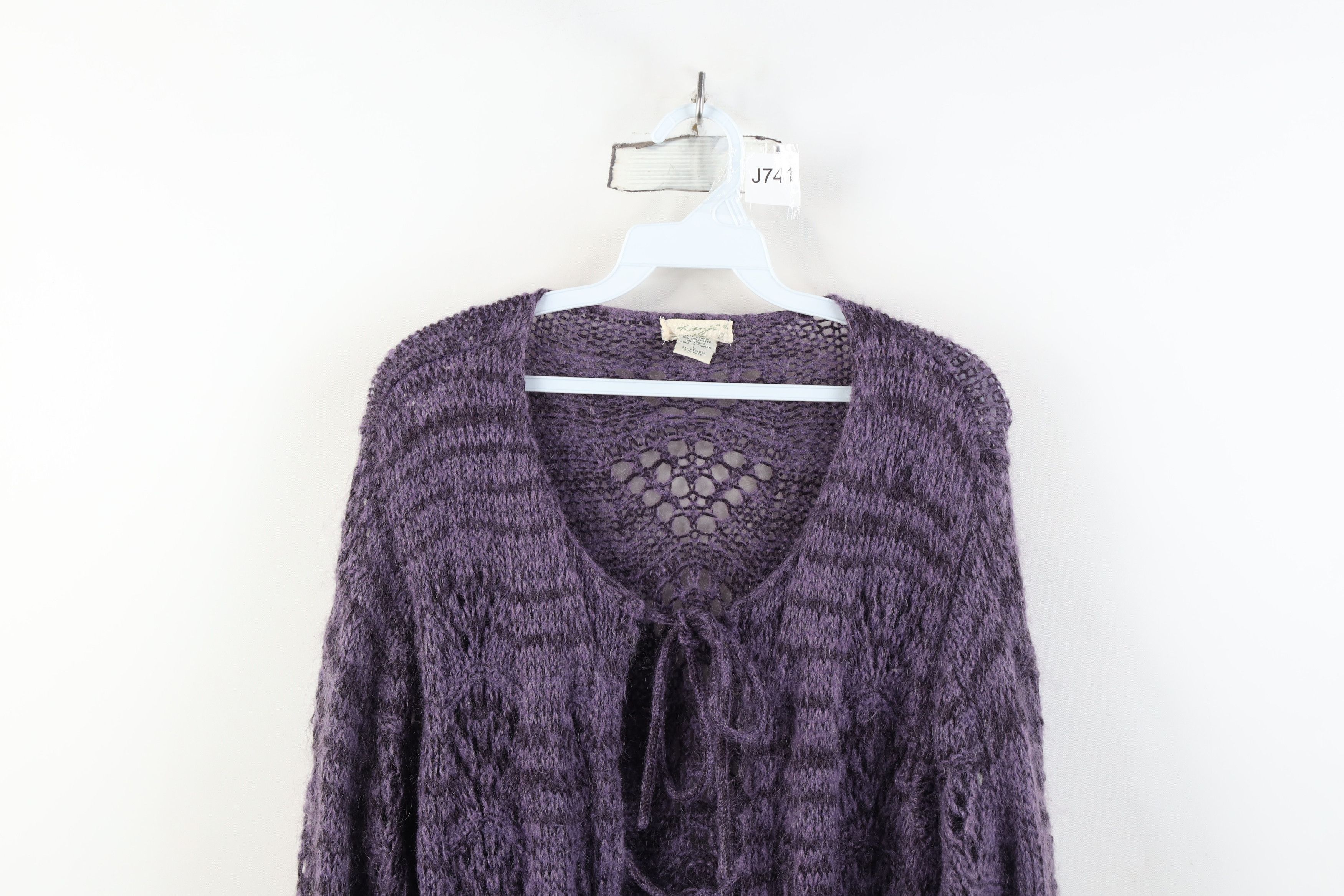 Vintage Vintage 90s Y2K Babydoll Mohair Knit Cardigan Sweater Size L / US 10 / IT 46 - 2 Thumbnail