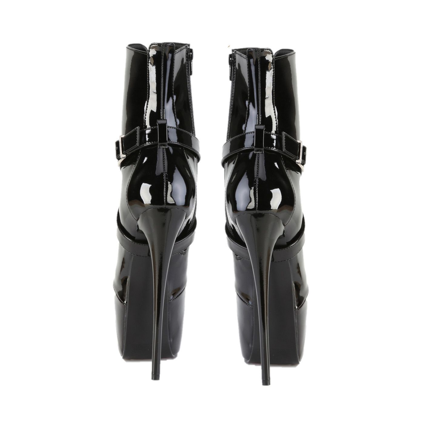 Other Juicy 1015 Black Patent Slim 7" Stiletto Platform Ankle Boot Size US 8 / IT 38 - 3 Thumbnail