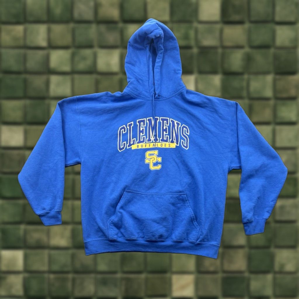 Gildan VINTAGE Clemens Buffalo Sc College Men's Blue Graphic Pullover Hoodie XL size XL? Size US XL / EU 56 / 4 - 1 Thumbnail