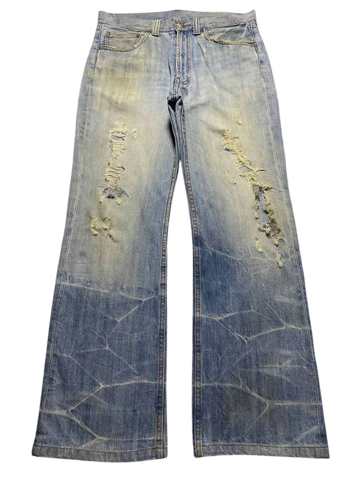 Japanese Brand Distressed Denim with Silver Cros Thunder Bootcut Jeans Size US 32 / EU 48 - 1 Thumbnail
