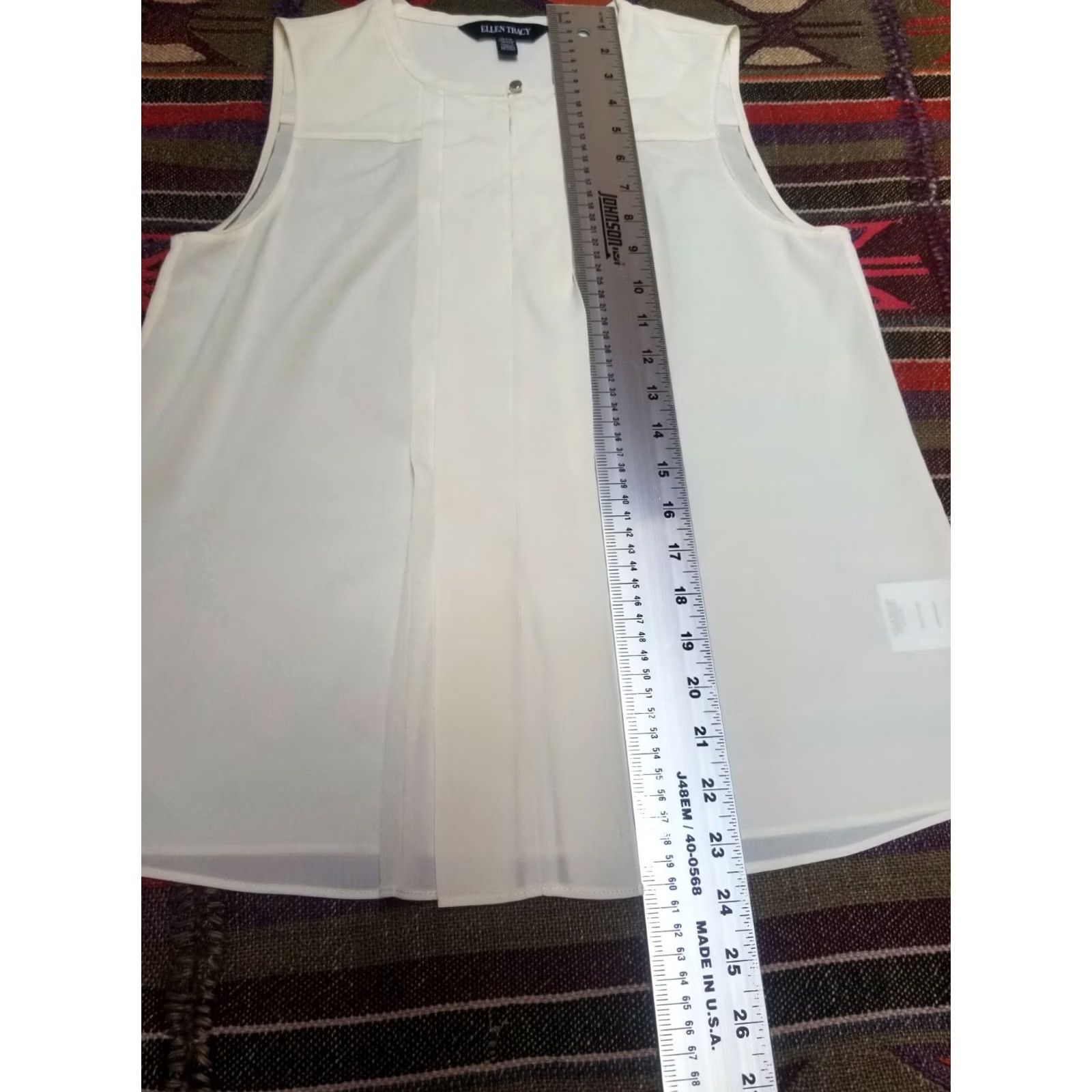 Ellen Tracy Ellen Tracy Petite Blouse Womens PXS Sleeveless Pleat Front Keyhole White Size XS / US 0-2 / IT 36-38 - 6 Thumbnail