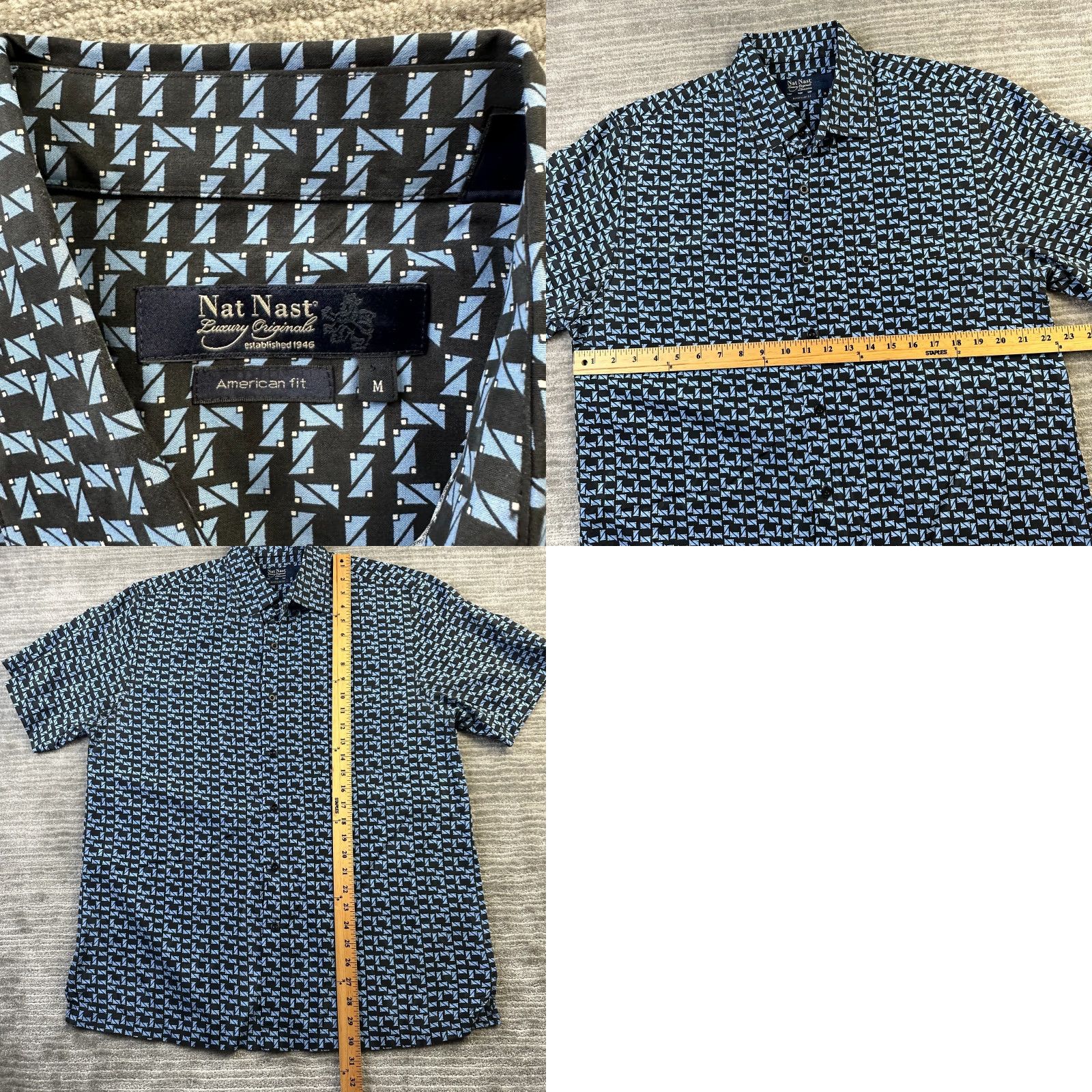 Nat Nast Nat Nast Shirt Mens Medium Blue Camp Casual Bowling Geometric Shirt Size US M / EU 48-50 / 2 - 8 Thumbnail